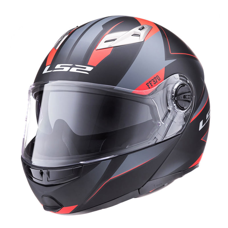 Casco LS2 370 Easy Stripe Negro / Rojo / Mate