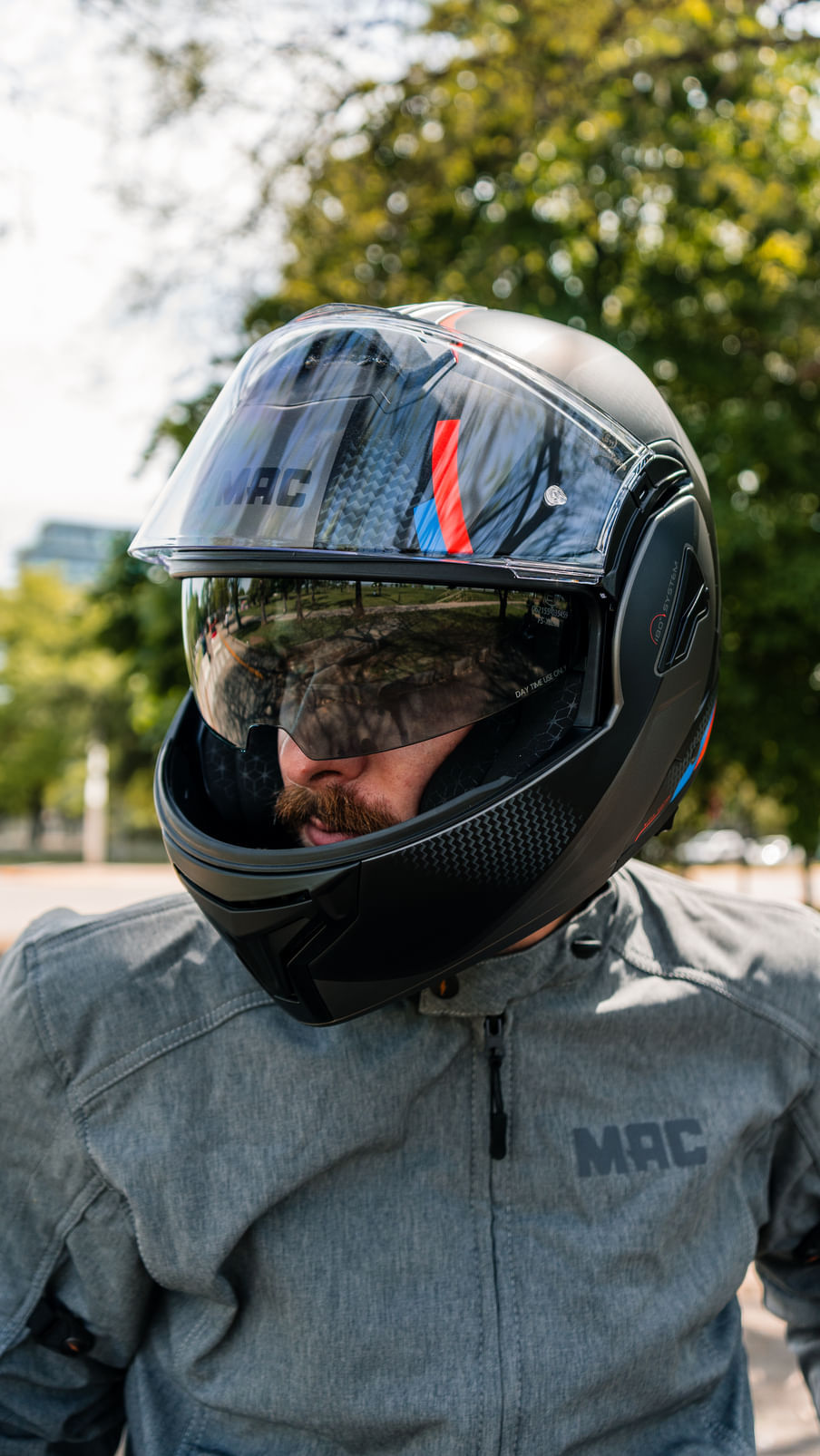 Casco MAC 628 Eclipse Vartell Plateado / Negro Mate