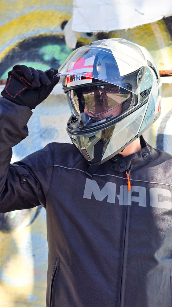 Casco MAC 166 Blaze Monarch  Gris / Rojo / Brillo