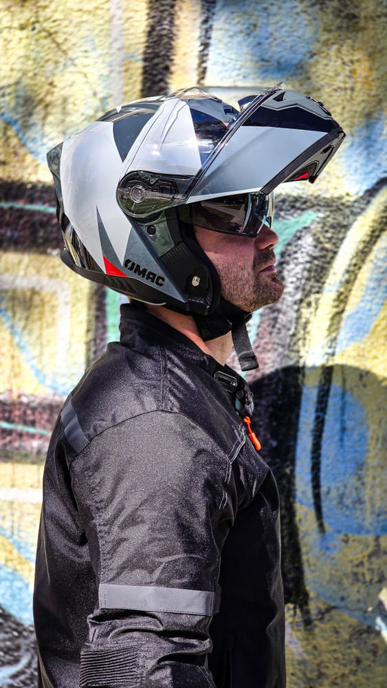 Casco MAC 166 Blaze Monarch  Gris / Rojo / Brillo