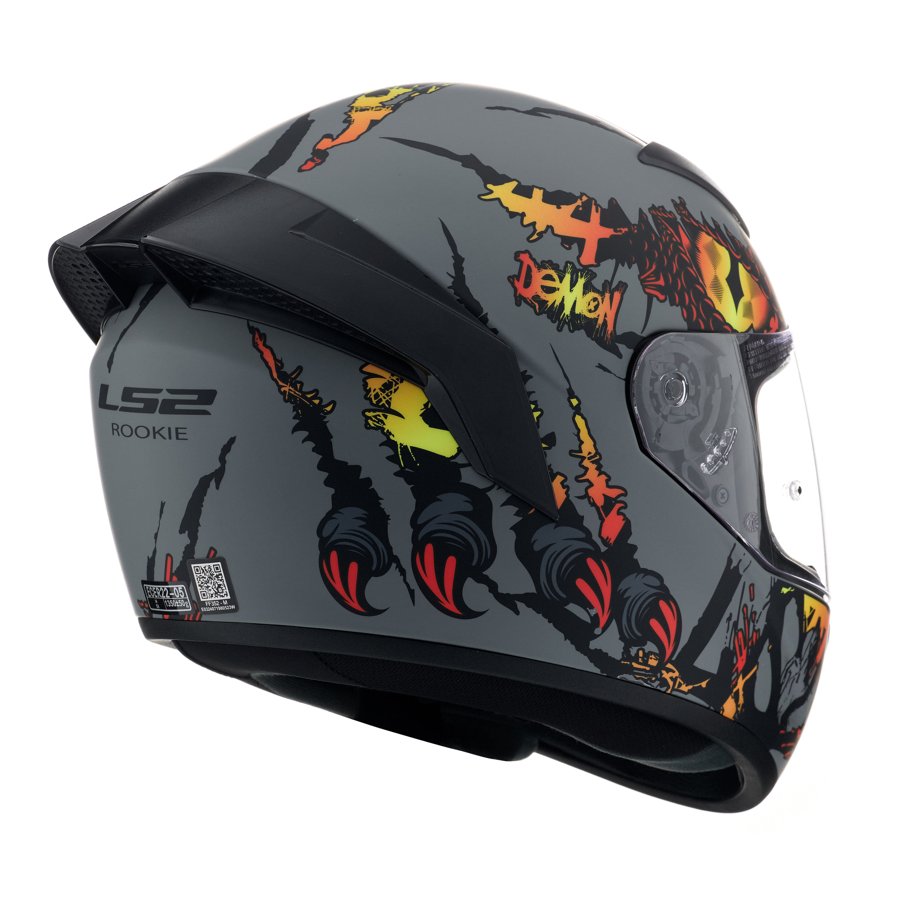 Casco LS2 352 Rookie Demon Gris / Rojo / Mate