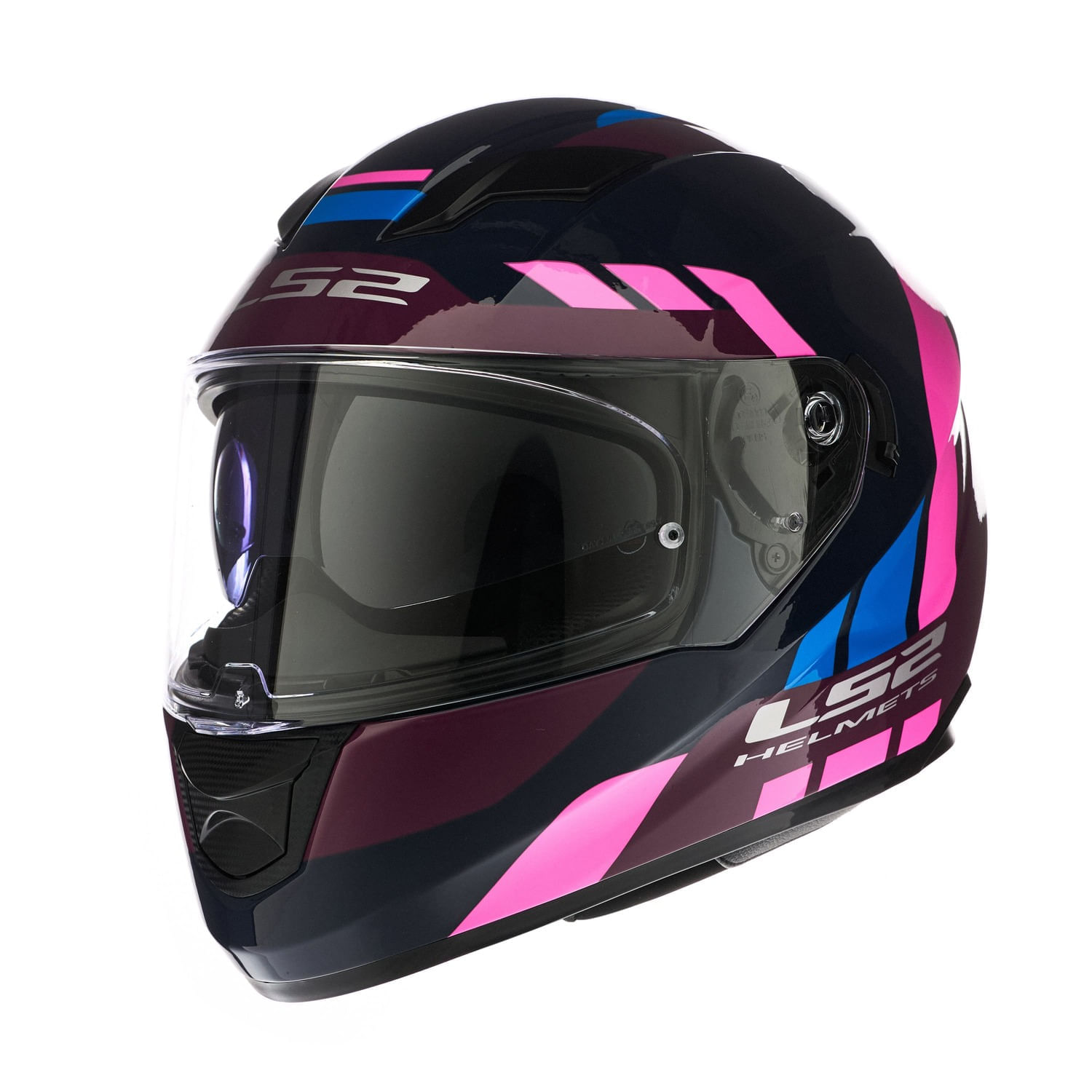 Casco LS2 320 Stream Evo Enter Azul / Rosa / Brillo