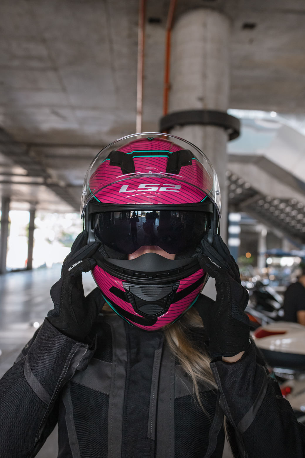 Casco LS2 320 Stream Evo Level Celeste / Rosa / Mate