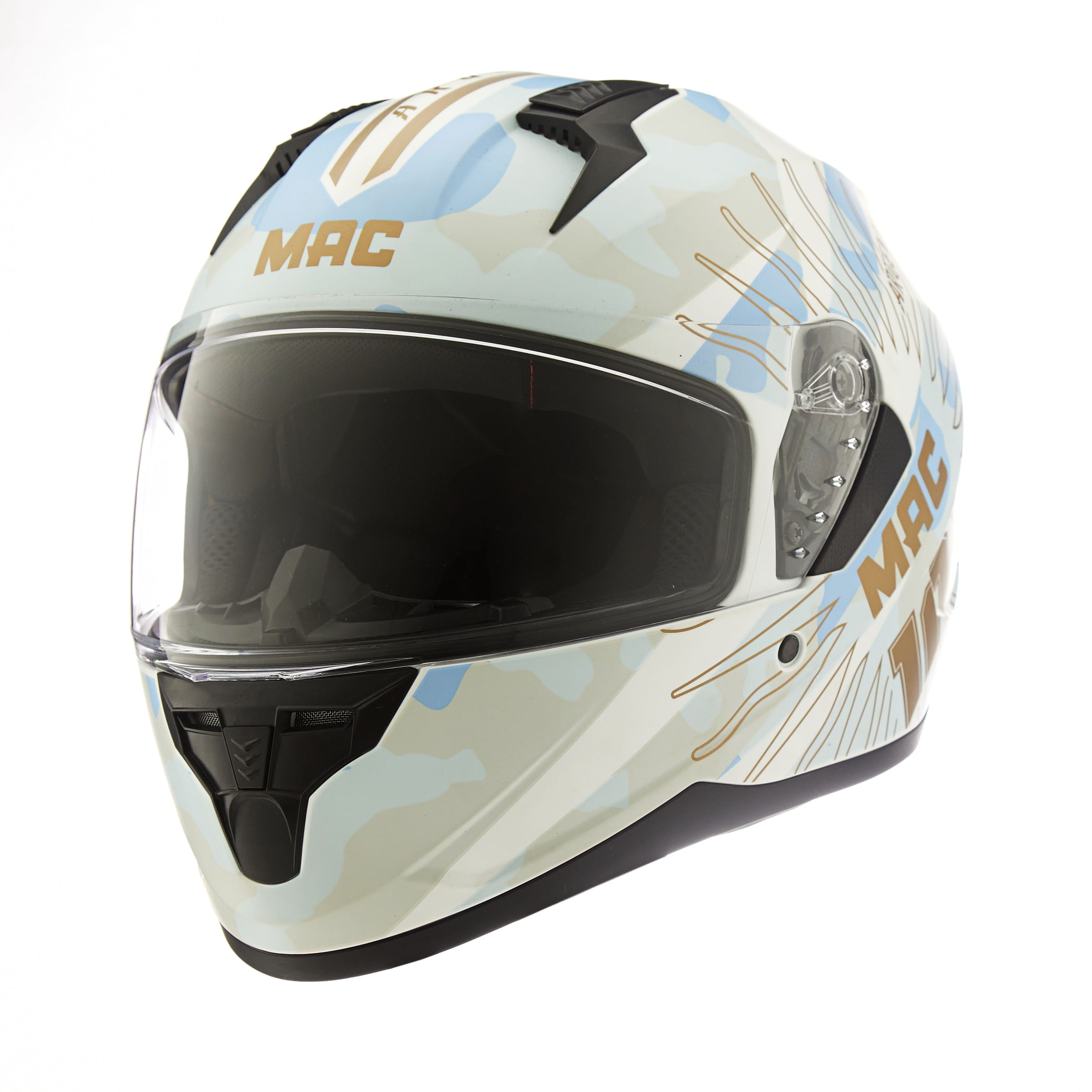 Casco MAC 067 Bass Coronados Blanco / Celeste / Mate