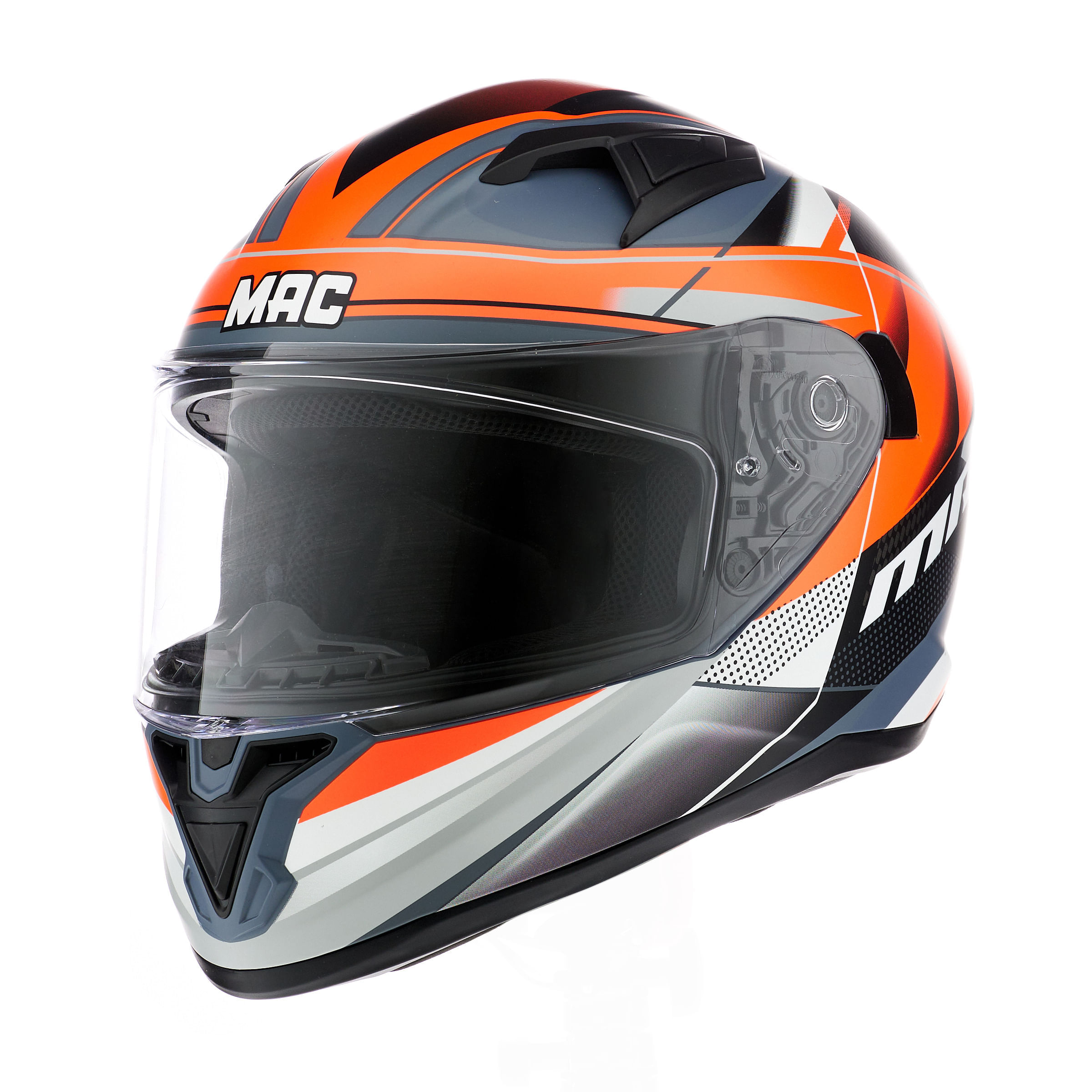 Casco MAC 825 Speed Razor Gris / Naranja / Mate