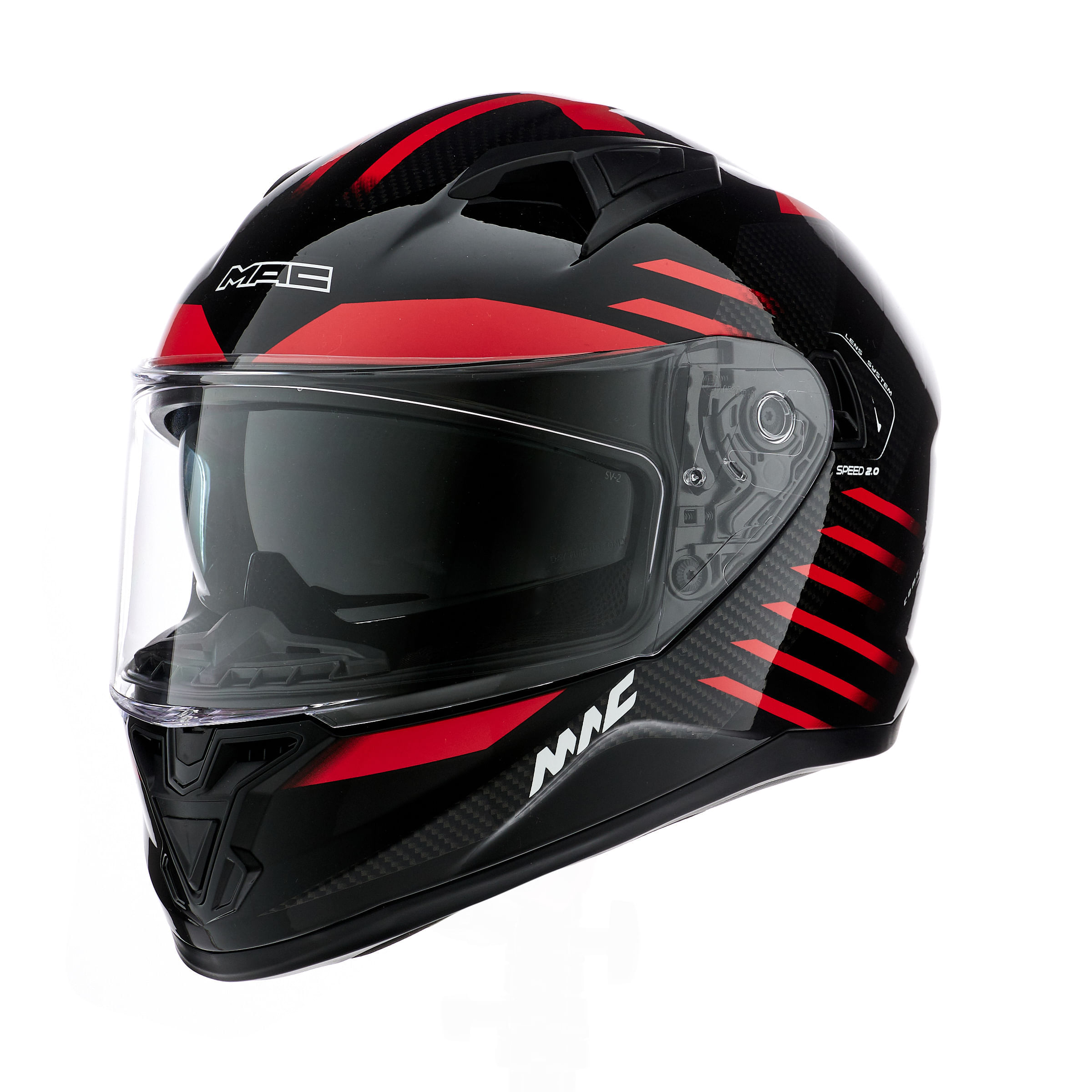 Casco MAC 825 Speed 2.0 Gripper Negro / Rojo / Brillo