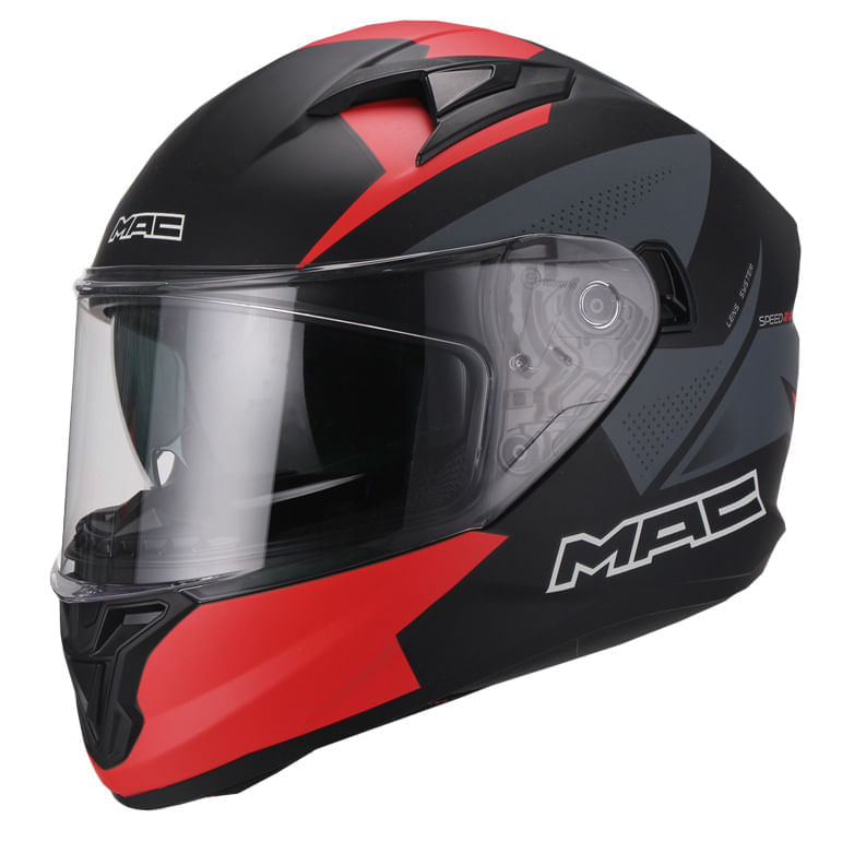 Casco MAC 825 Speed 2.0 Raven Negro / Rojo / Mate