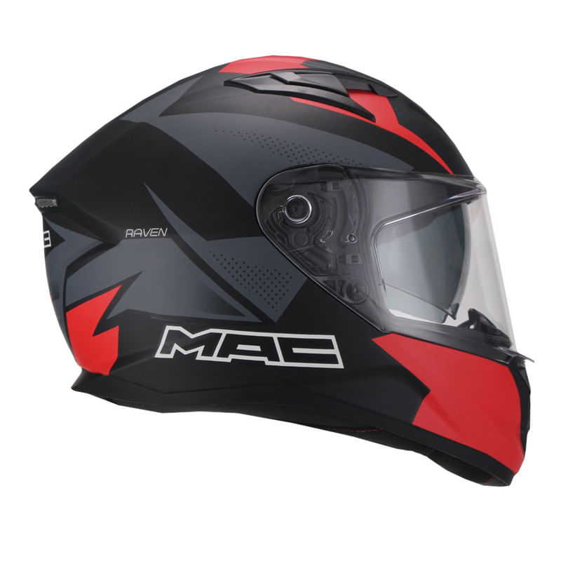 Casco MAC 825 Speed 2.0 Raven Negro / Rojo / Mate