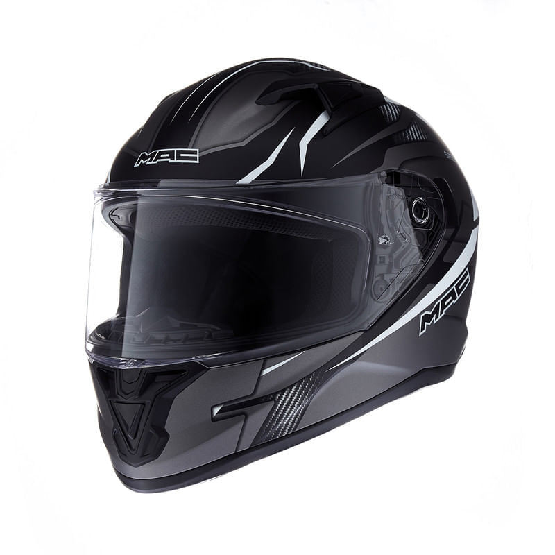 Casco MAC 825 Speed Riot Blanco / Negro / Brillo