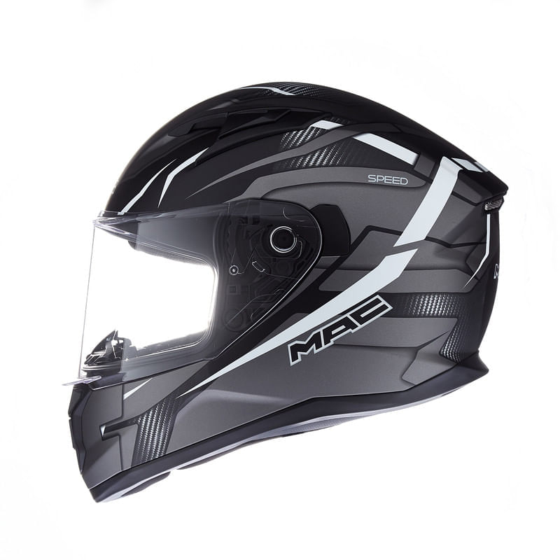 Casco MAC 825 Speed Riot Blanco / Negro / Brillo