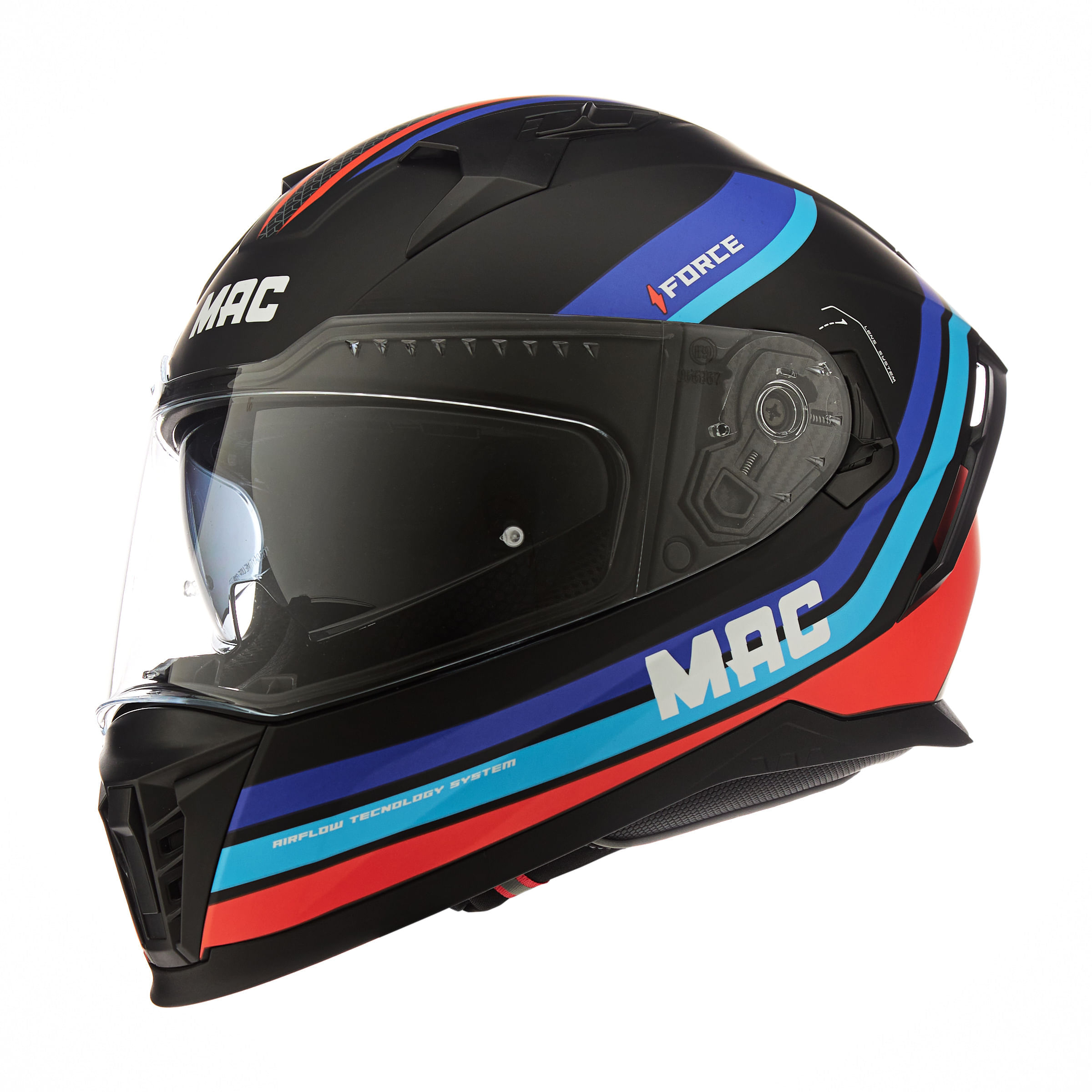 Casco MAC 069 Force Ottis Negro / Rojo / Mate