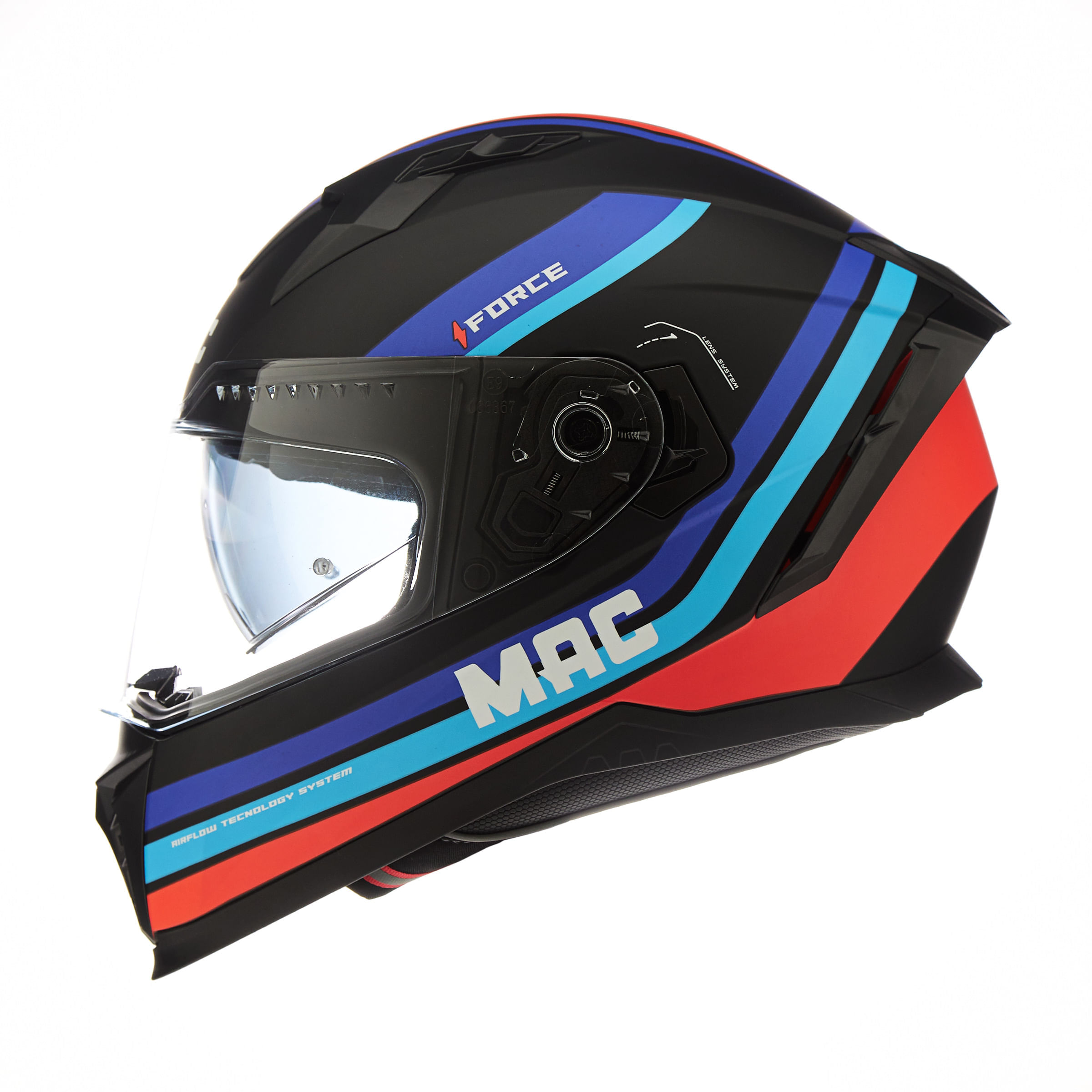 Casco MAC 069 Force Ottis Negro / Rojo / Mate