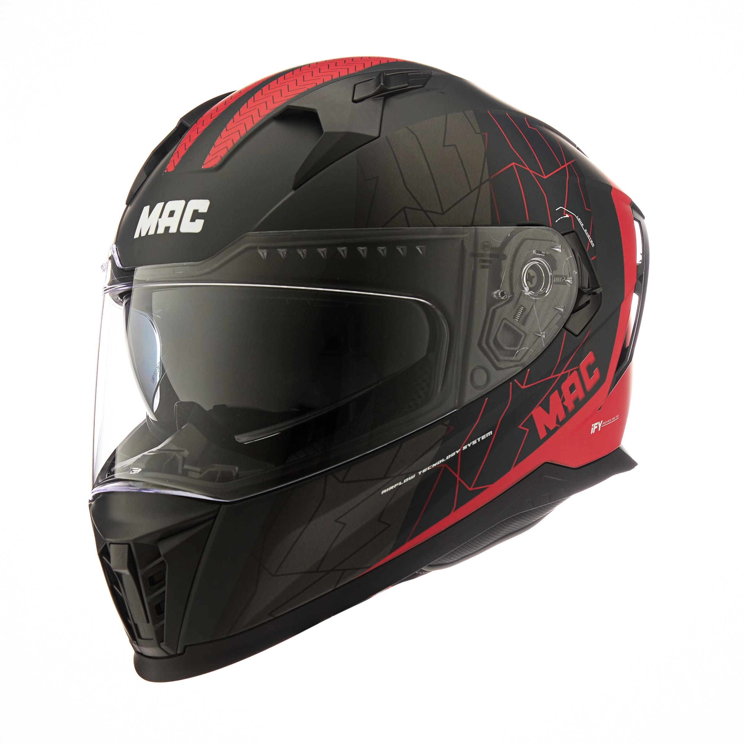 Casco MAC 069 Force Essex Negro / Rojo / Mate