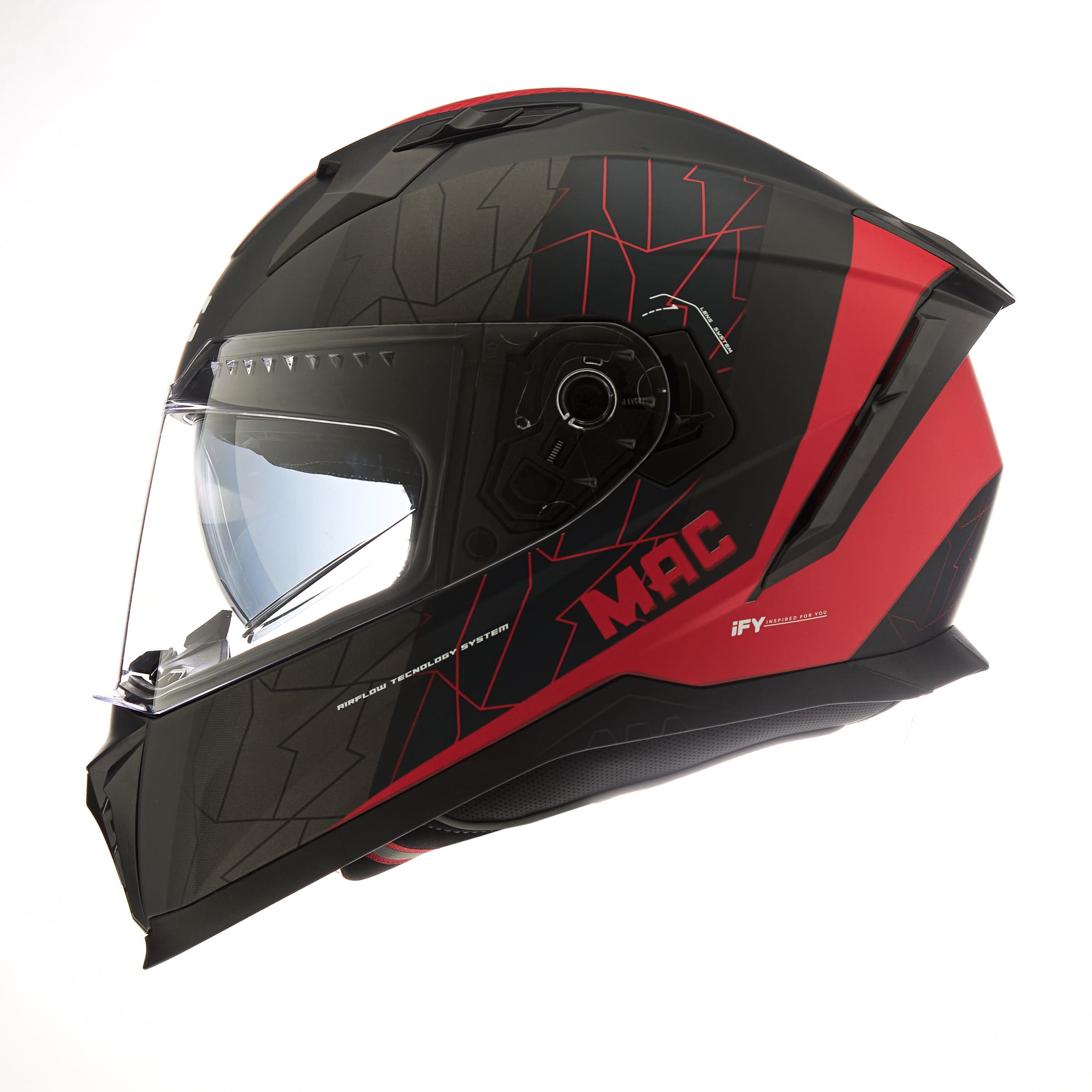 Casco MAC 069 Force Essex Negro / Rojo / Mate
