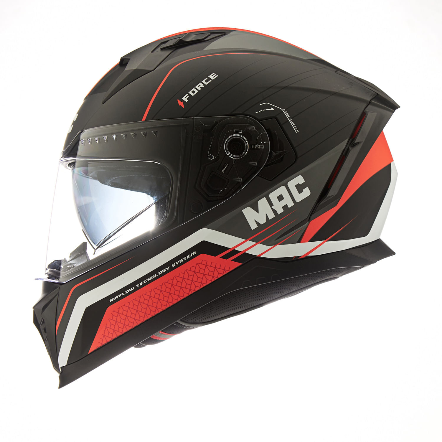 Casco MAC 069 Force Soma Negro / Rojo / Mate