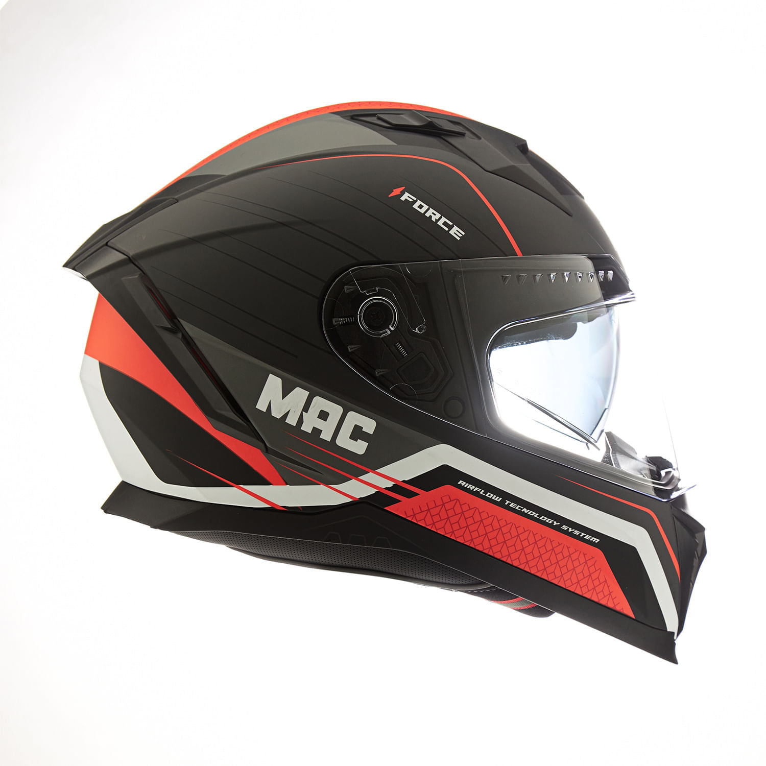 Casco MAC 069 Force Soma Negro / Rojo / Mate