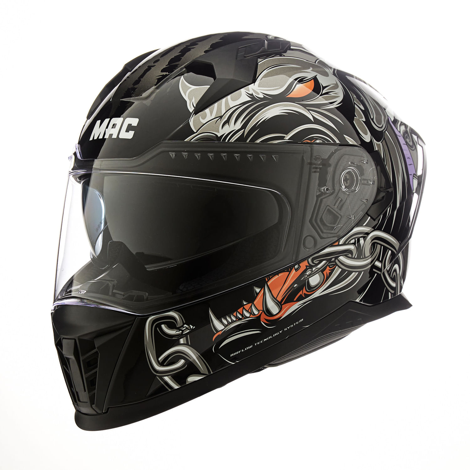 Casco MAC 069 Force Siggy Negro / Rojo / Brillo