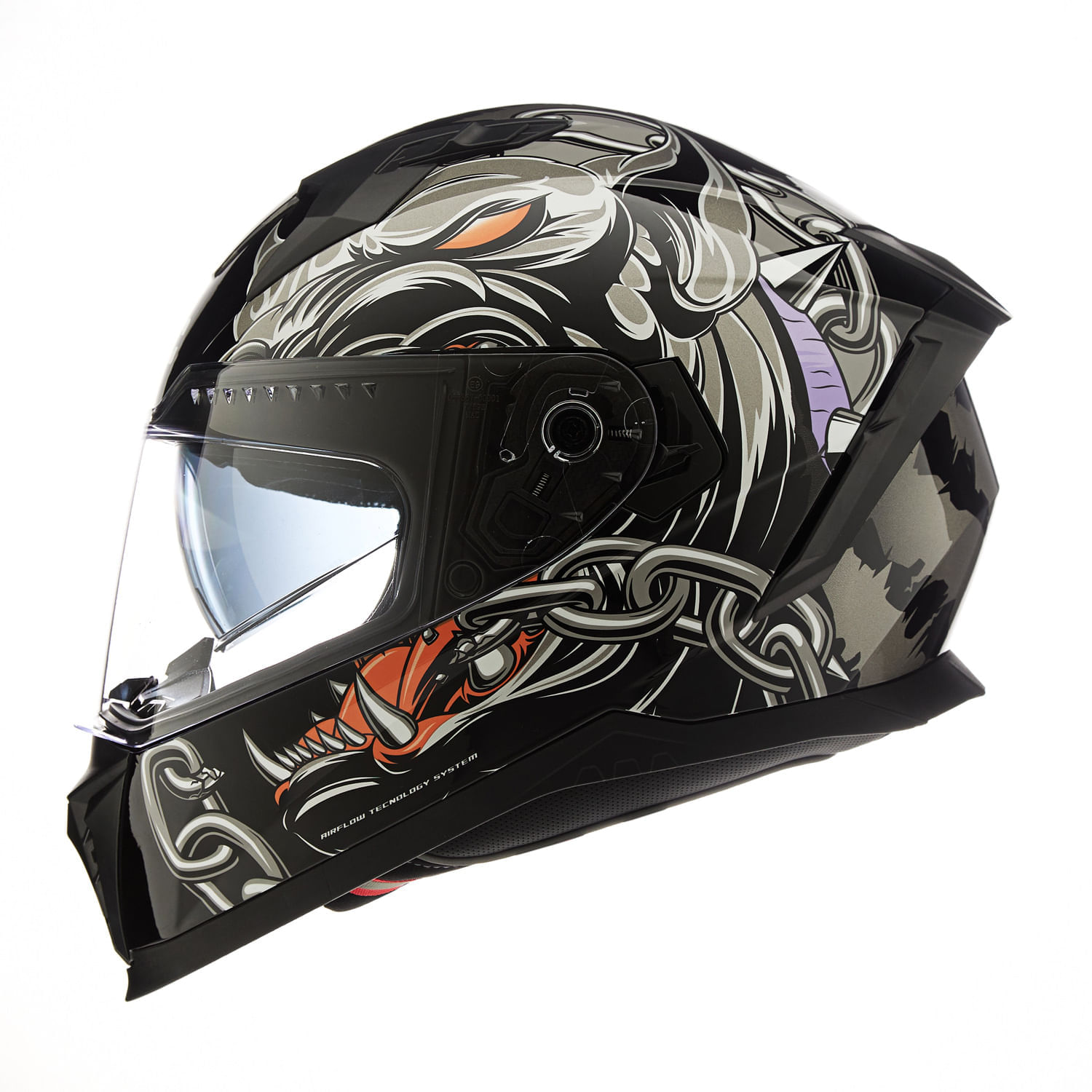 Casco MAC 069 Force Siggy Negro / Rojo / Brillo