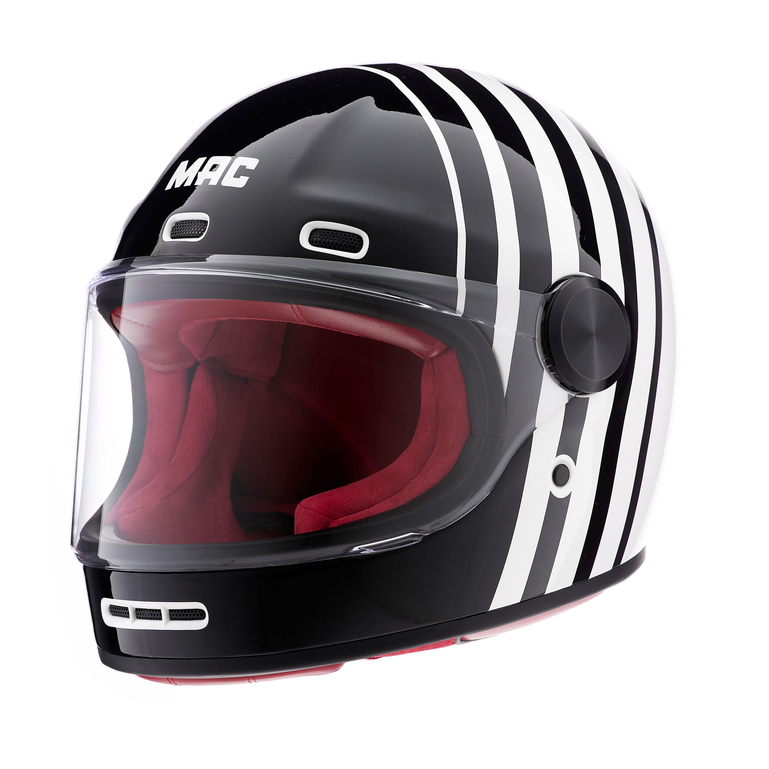 Casco MAC 006 Rooster Stripe Blanco / Negro / Brillo
