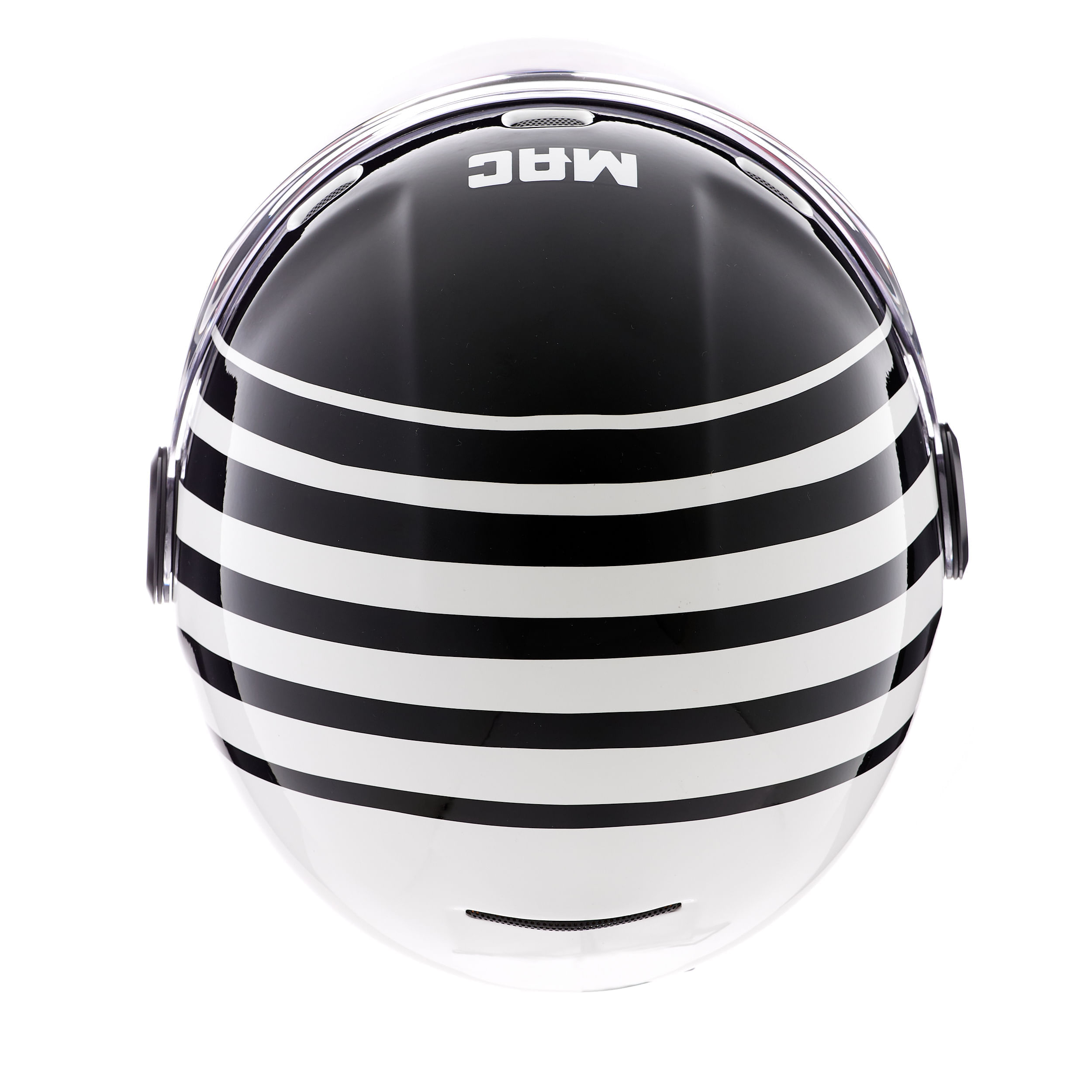 Casco MAC 006 Rooster Stripe Blanco / Negro / Brillo