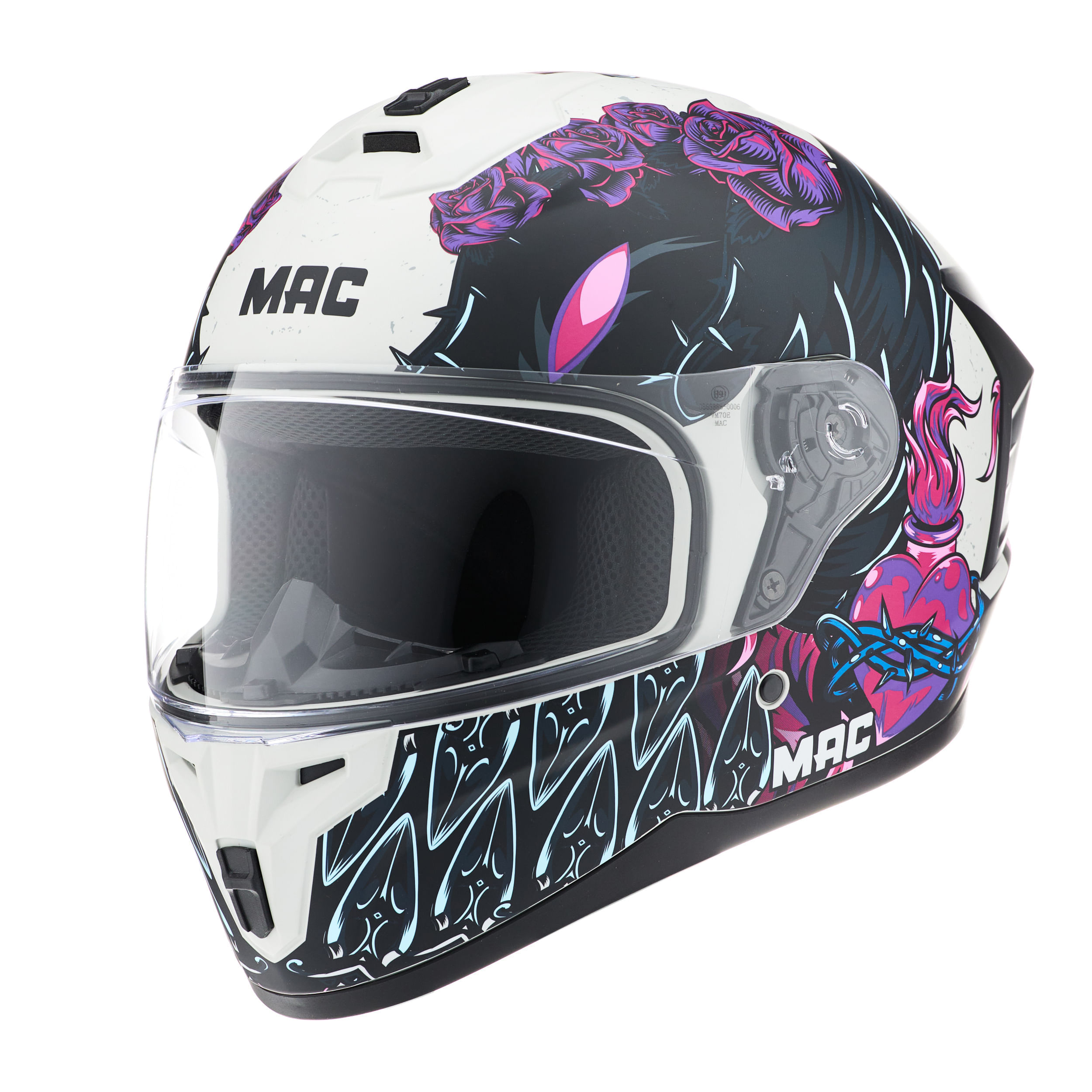 Casco MAC 070 Volt Lovepredator Blanco / Violeta / Mate