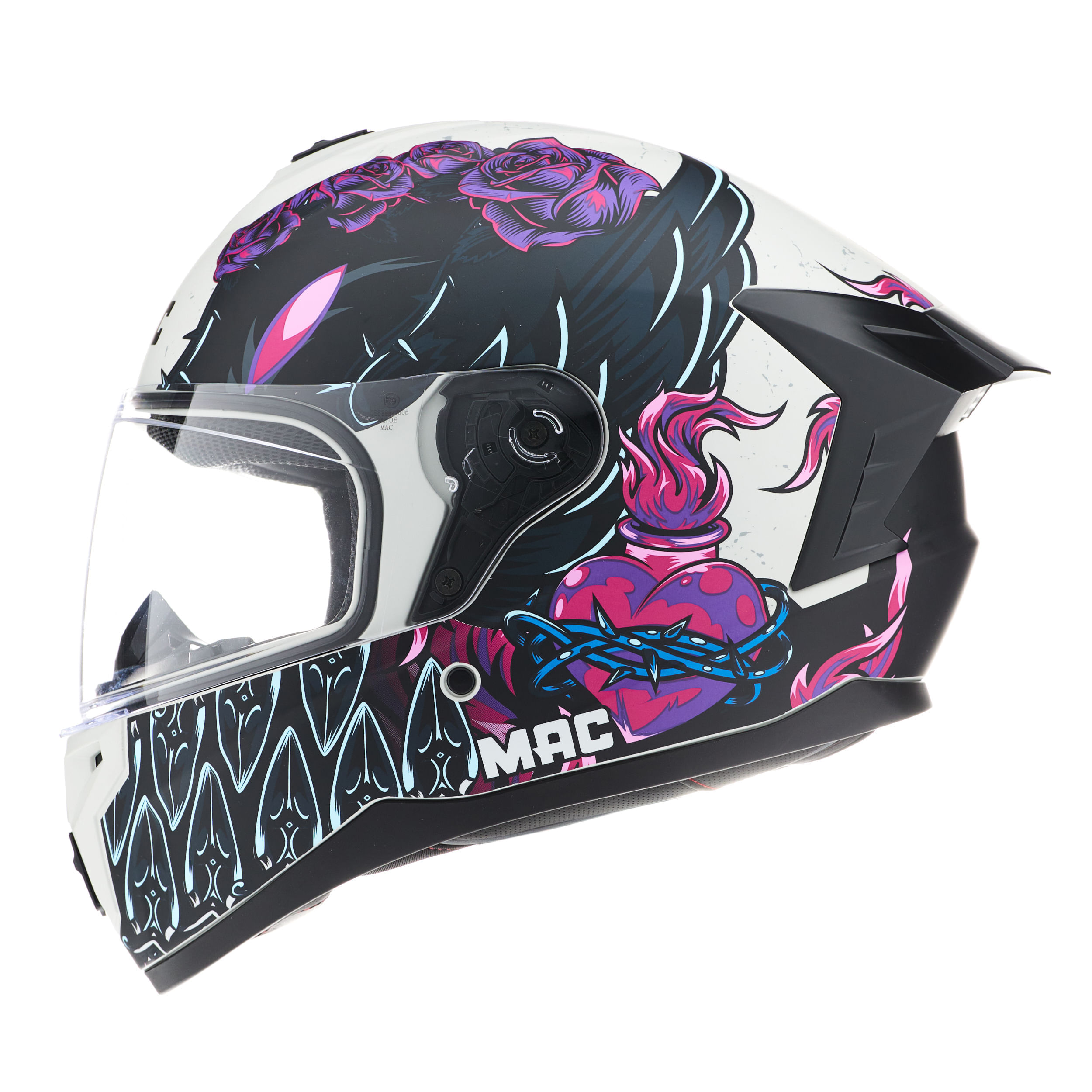 Casco MAC 070 Volt Lovepredator Blanco / Violeta / Mate