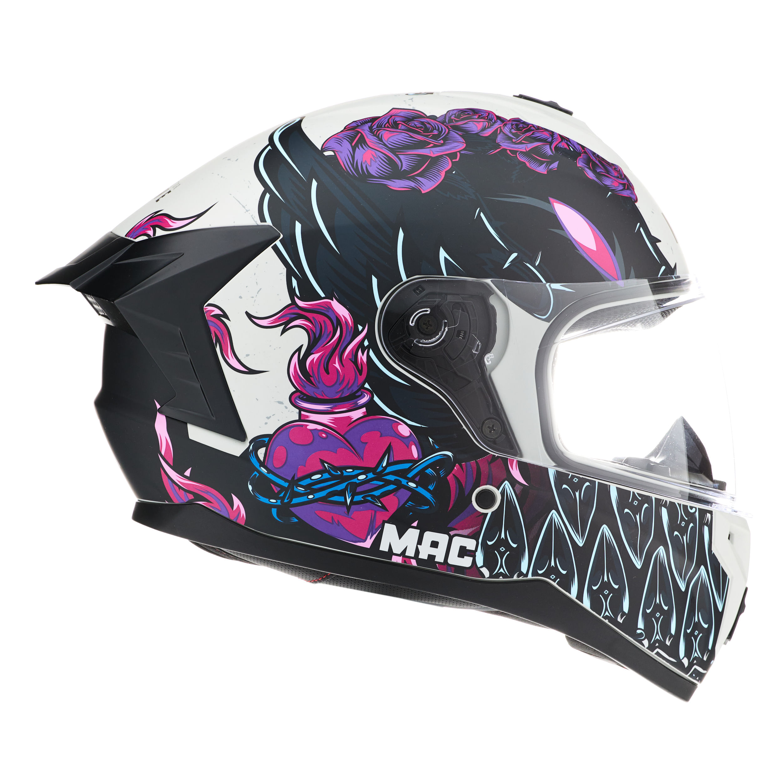 Casco MAC 070 Volt Lovepredator Blanco / Violeta / Mate