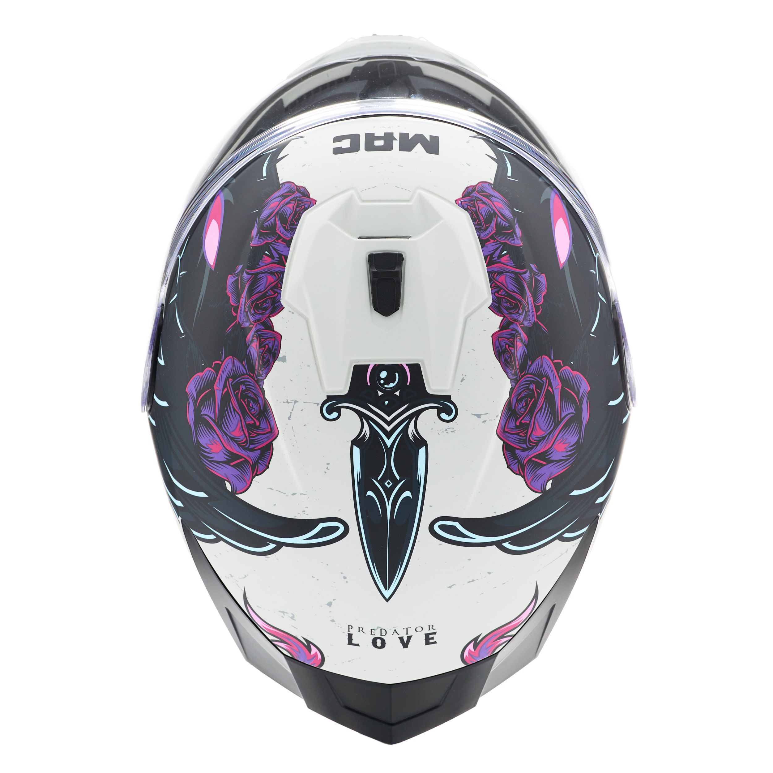 Casco MAC 070 Volt Lovepredator Blanco / Violeta / Mate