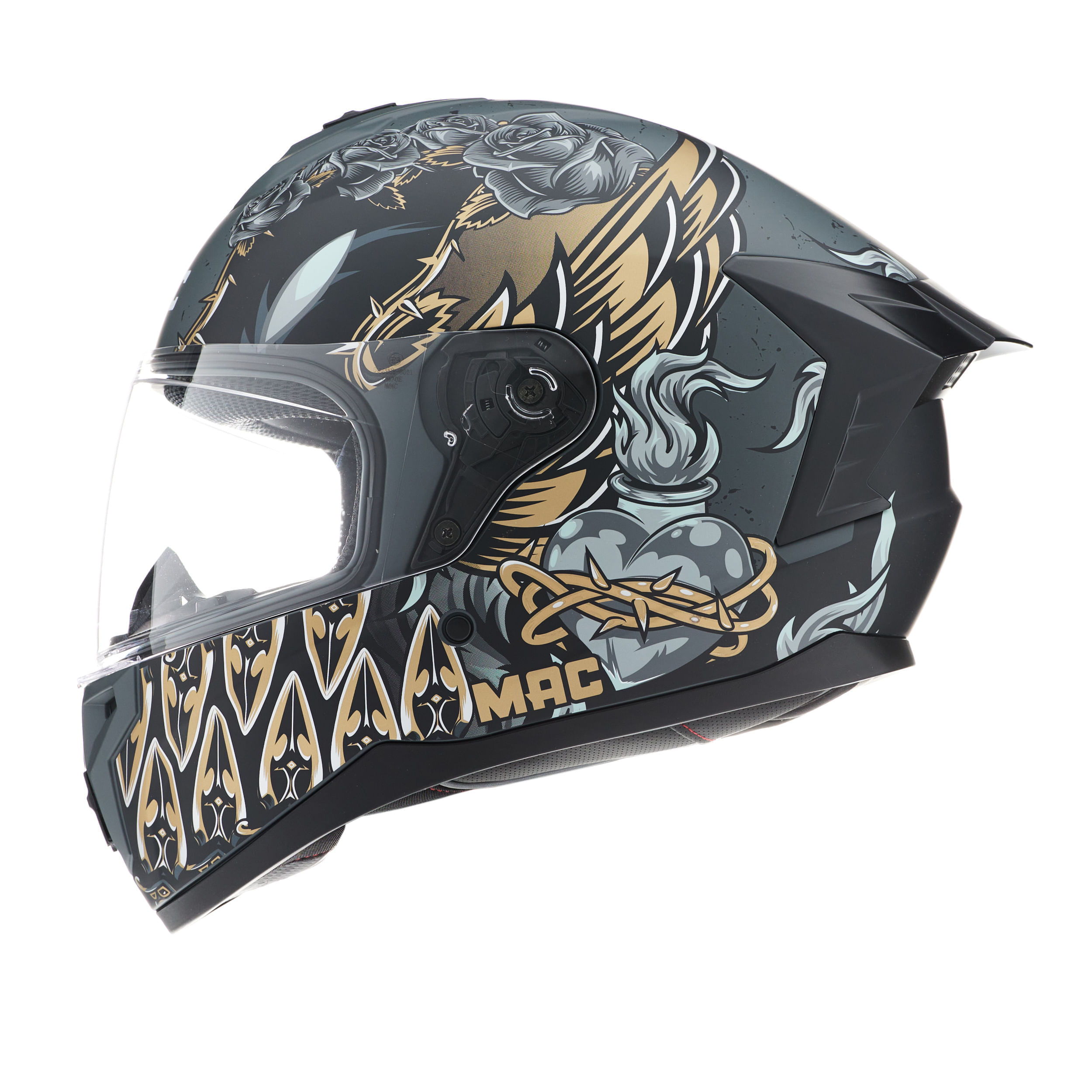 Casco MAC 070 Volt Lovepredator Negro / Dorado / Mate