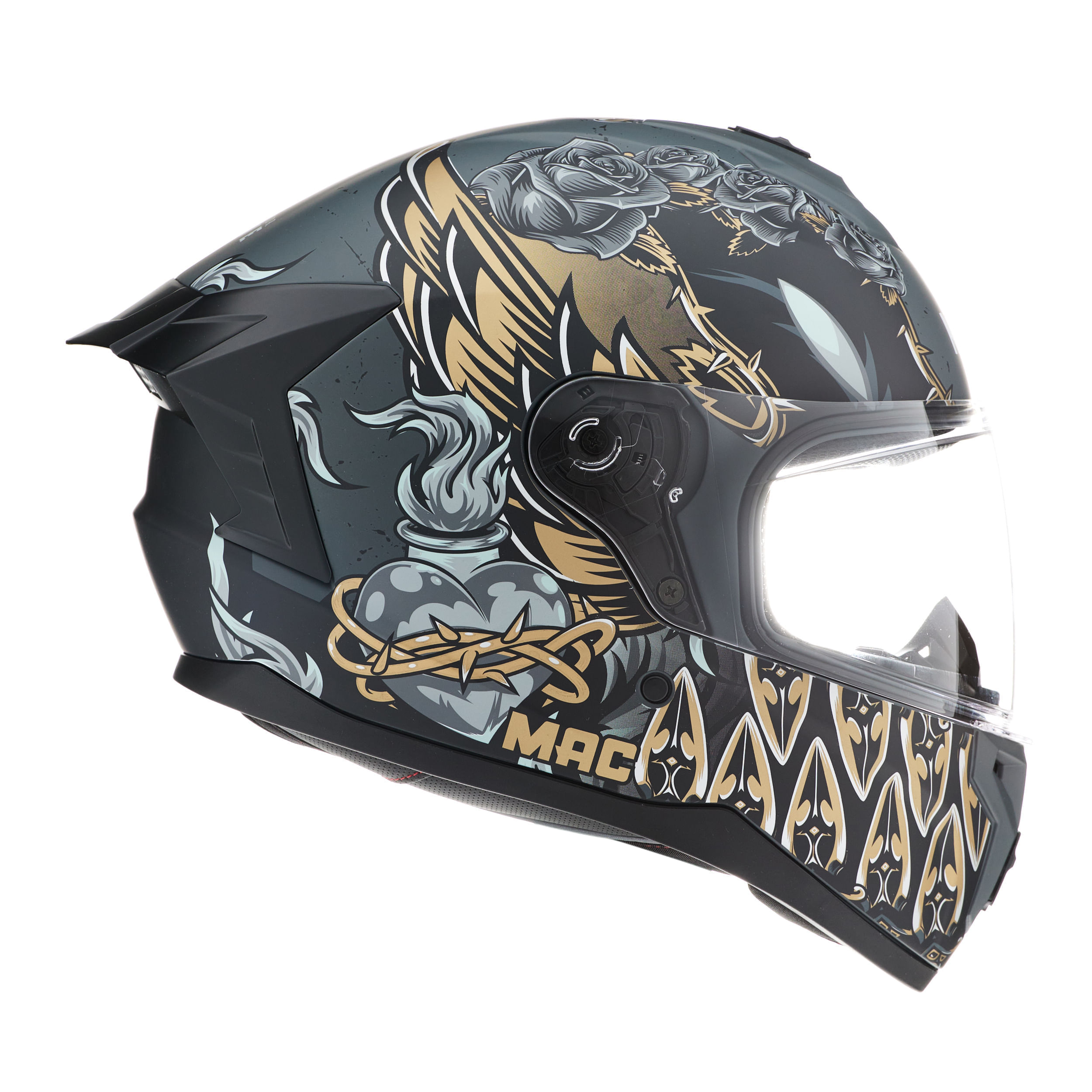 Casco MAC 070 Volt Lovepredator Negro / Dorado / Mate