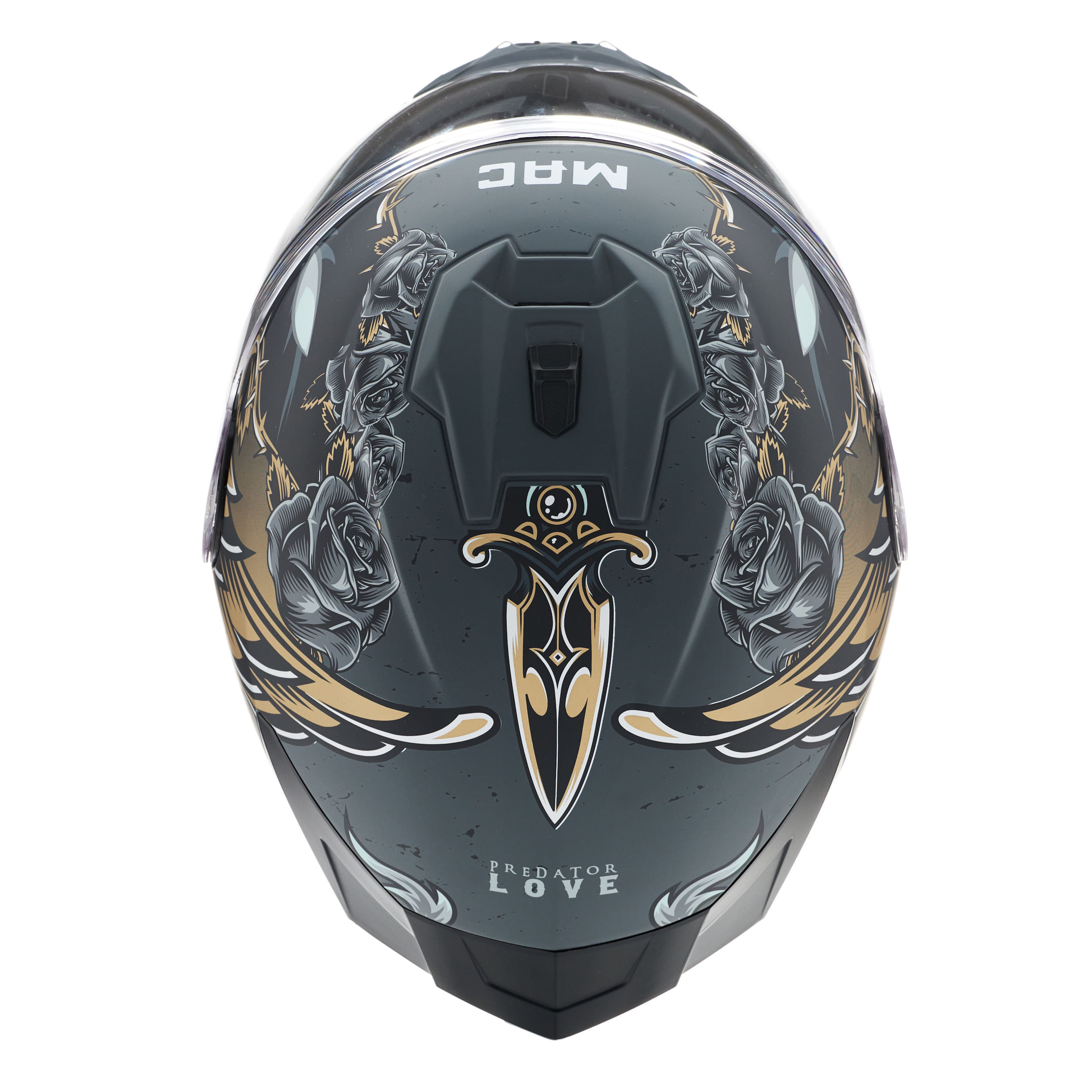 Casco MAC 070 Volt Lovepredator Negro / Dorado / Mate