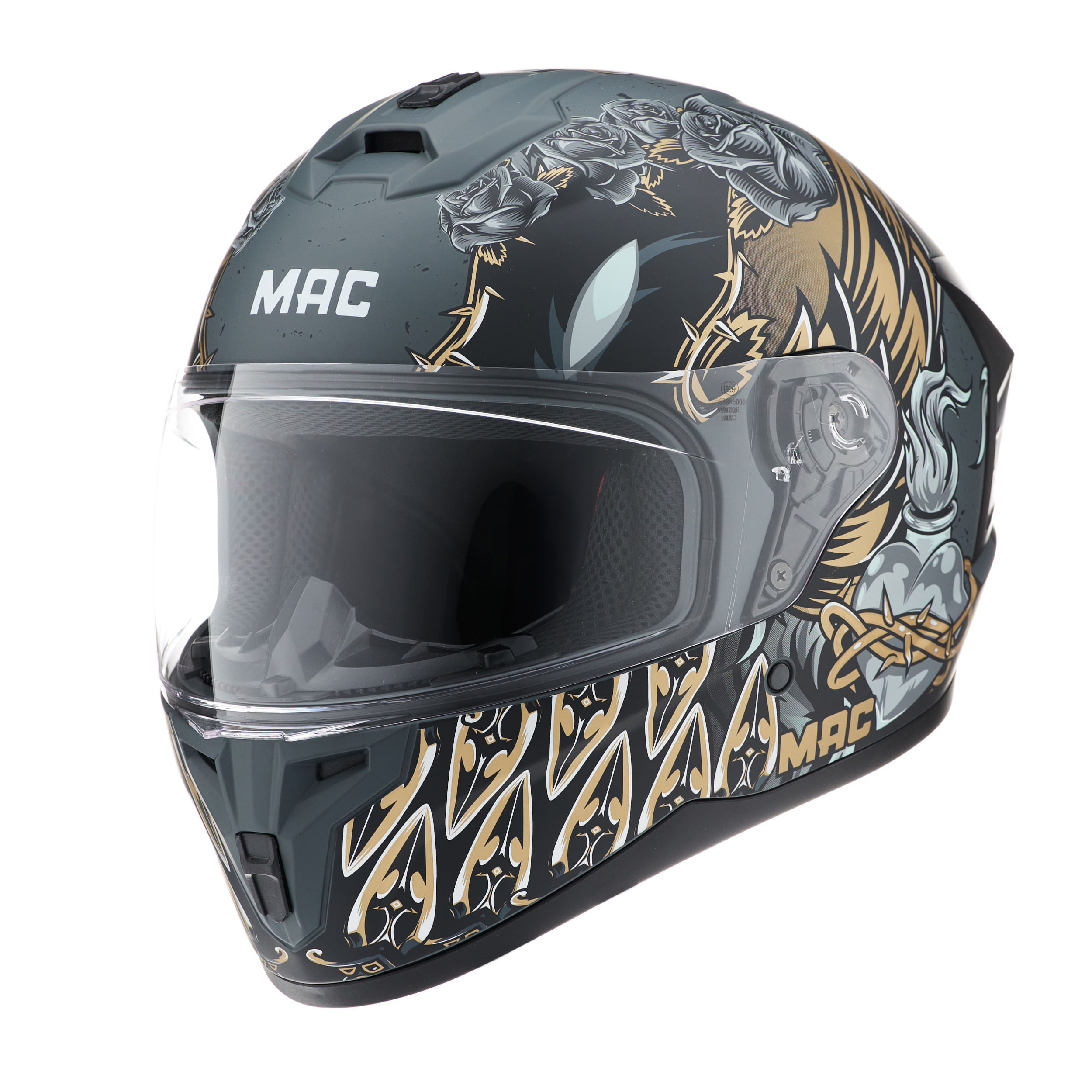 Casco MAC 070 Volt Lovepredator Negro / Dorado / Mate