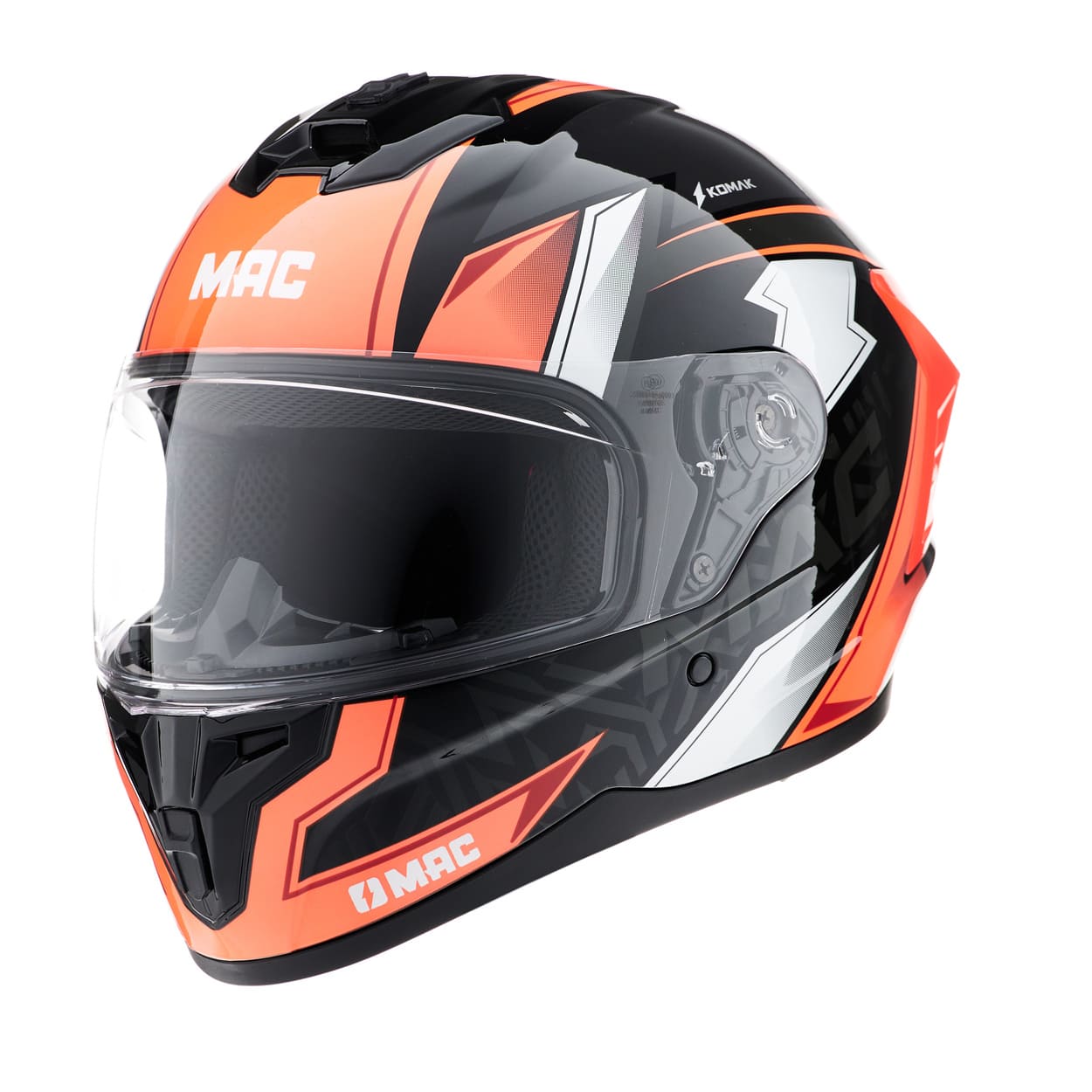 Casco MAC 070 Volt Komak Negro / Naranja / Brillo