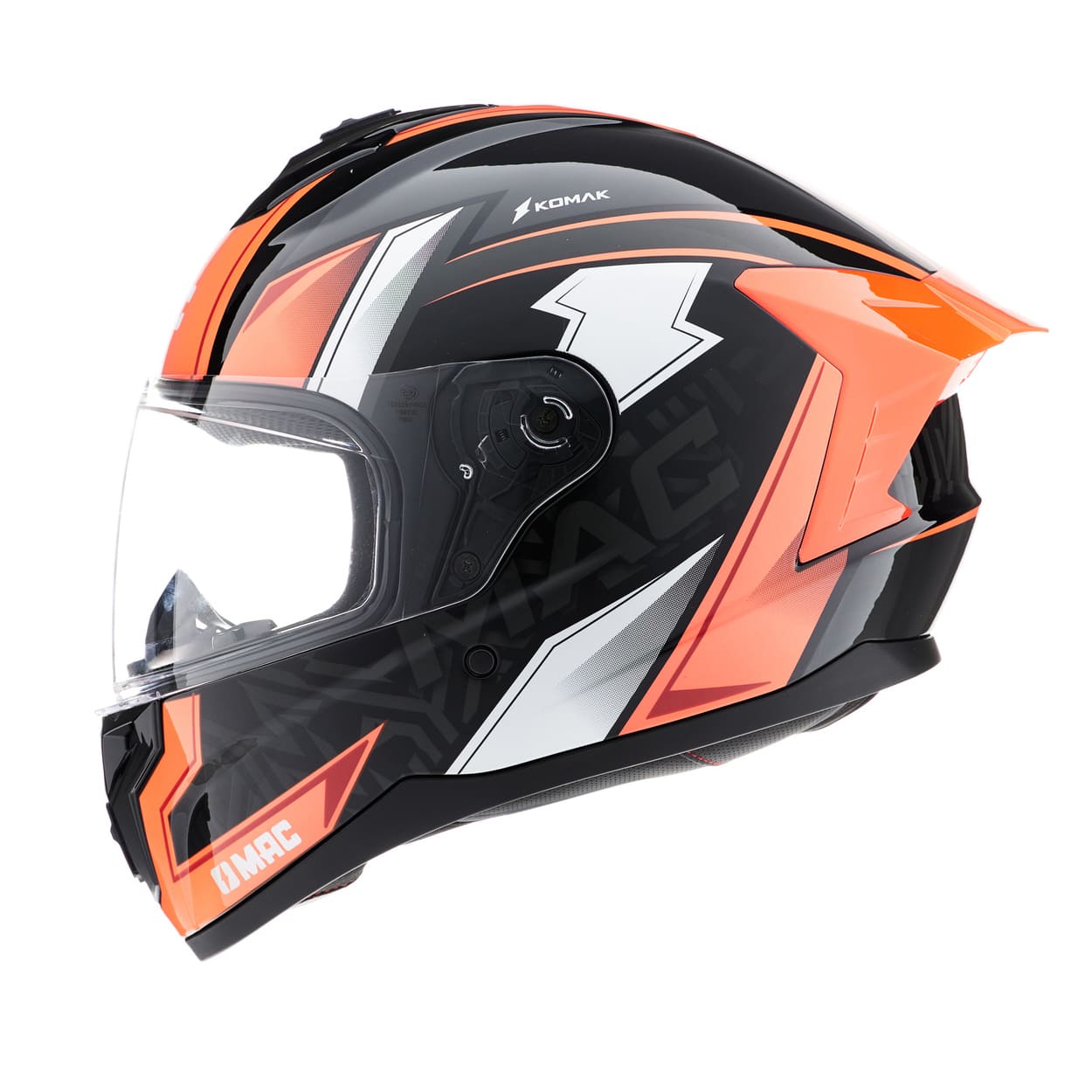 Casco MAC 070 Volt Komak Negro / Naranja / Brillo
