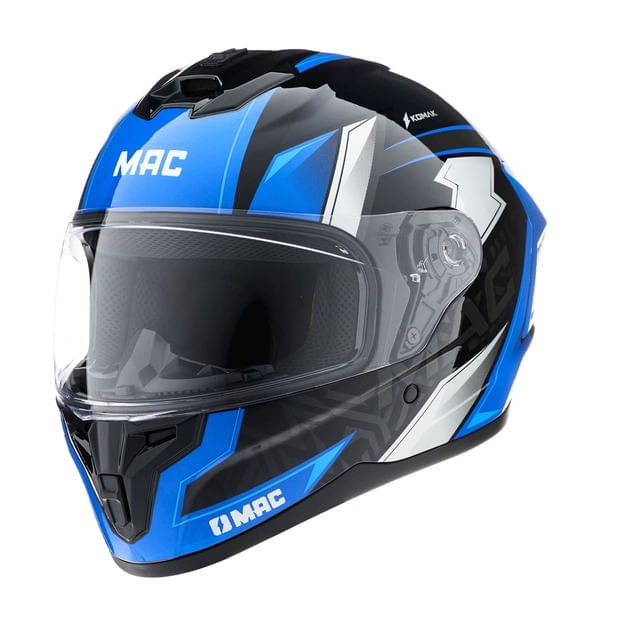Casco MAC 070 Volt Komak Negro / Azul / Brillo