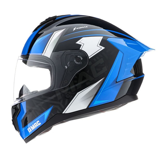 Casco MAC 070 Volt Komak Negro / Azul / Brillo