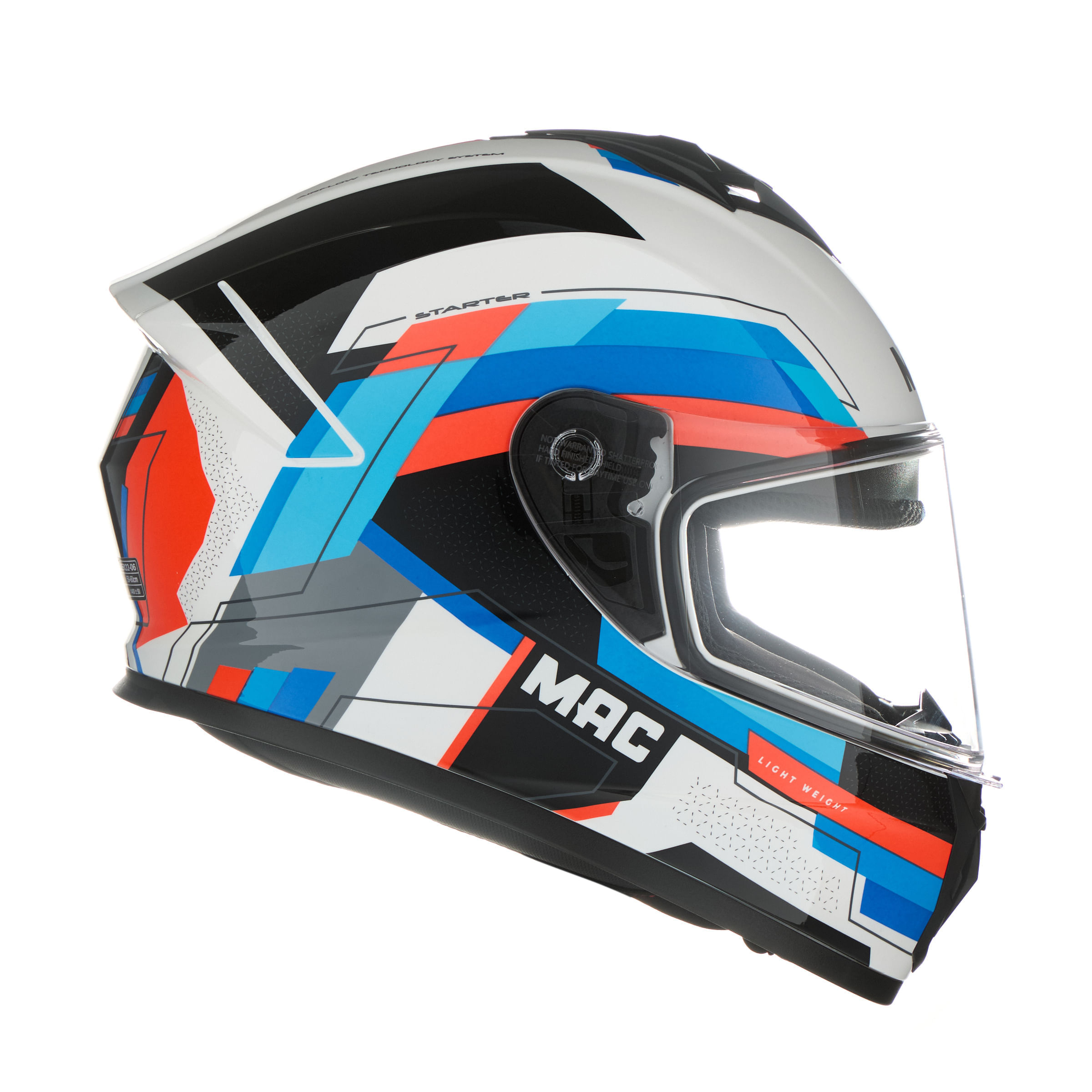 Casco MAC 801 Starter 222 Blanco / Azul / Brillo