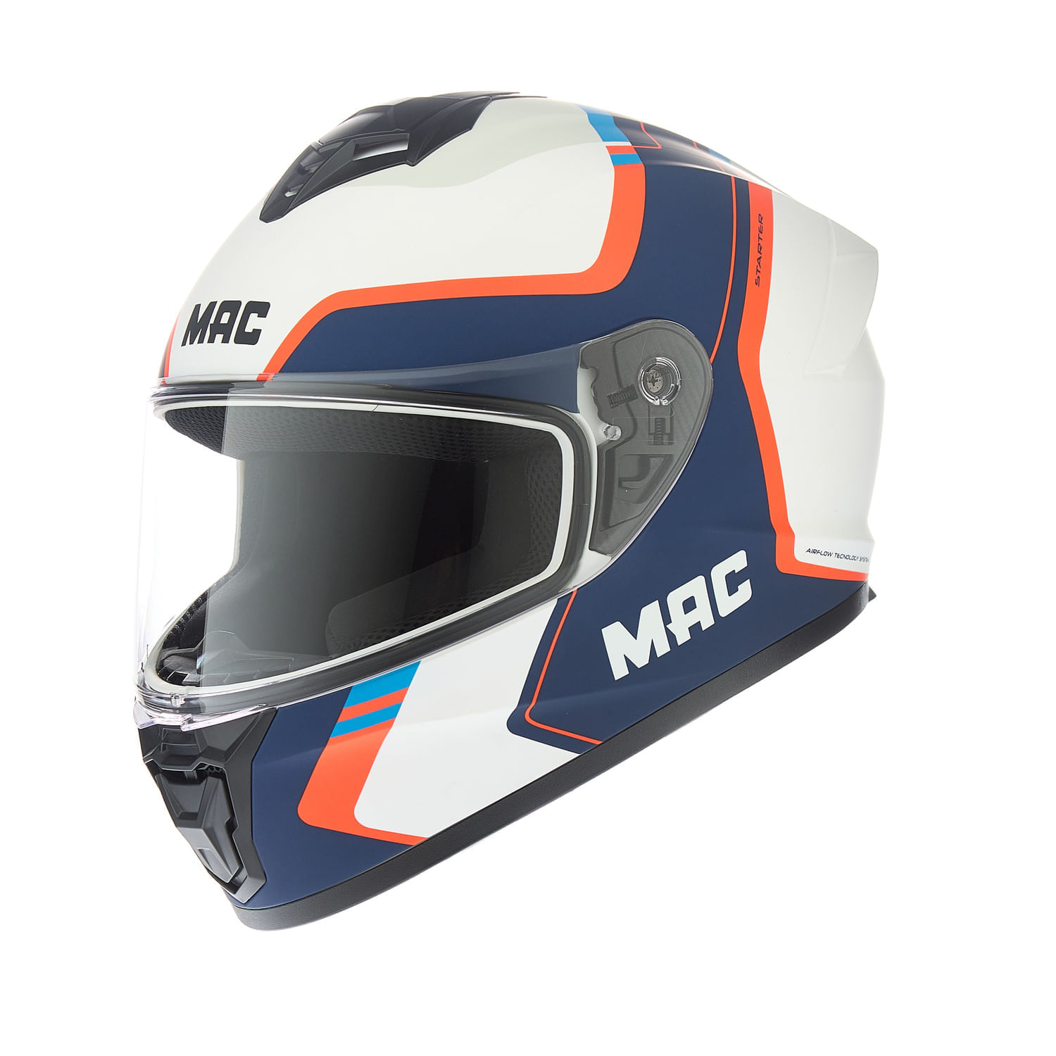 Casco MAC 801 Starter Qurbik Blanco / Azul / Mate
