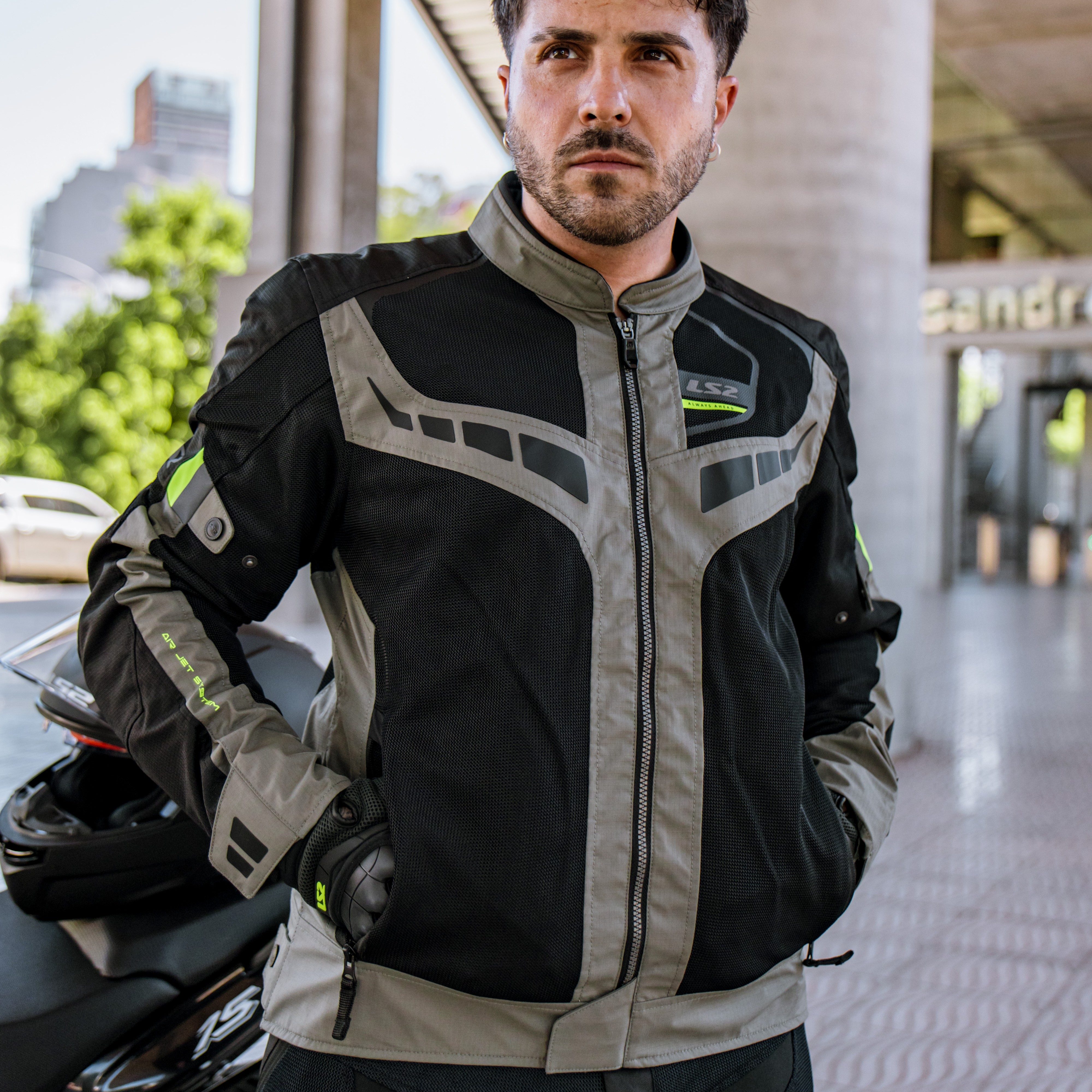 Campera Ls2 Garda Air Hombre Negra / Gris