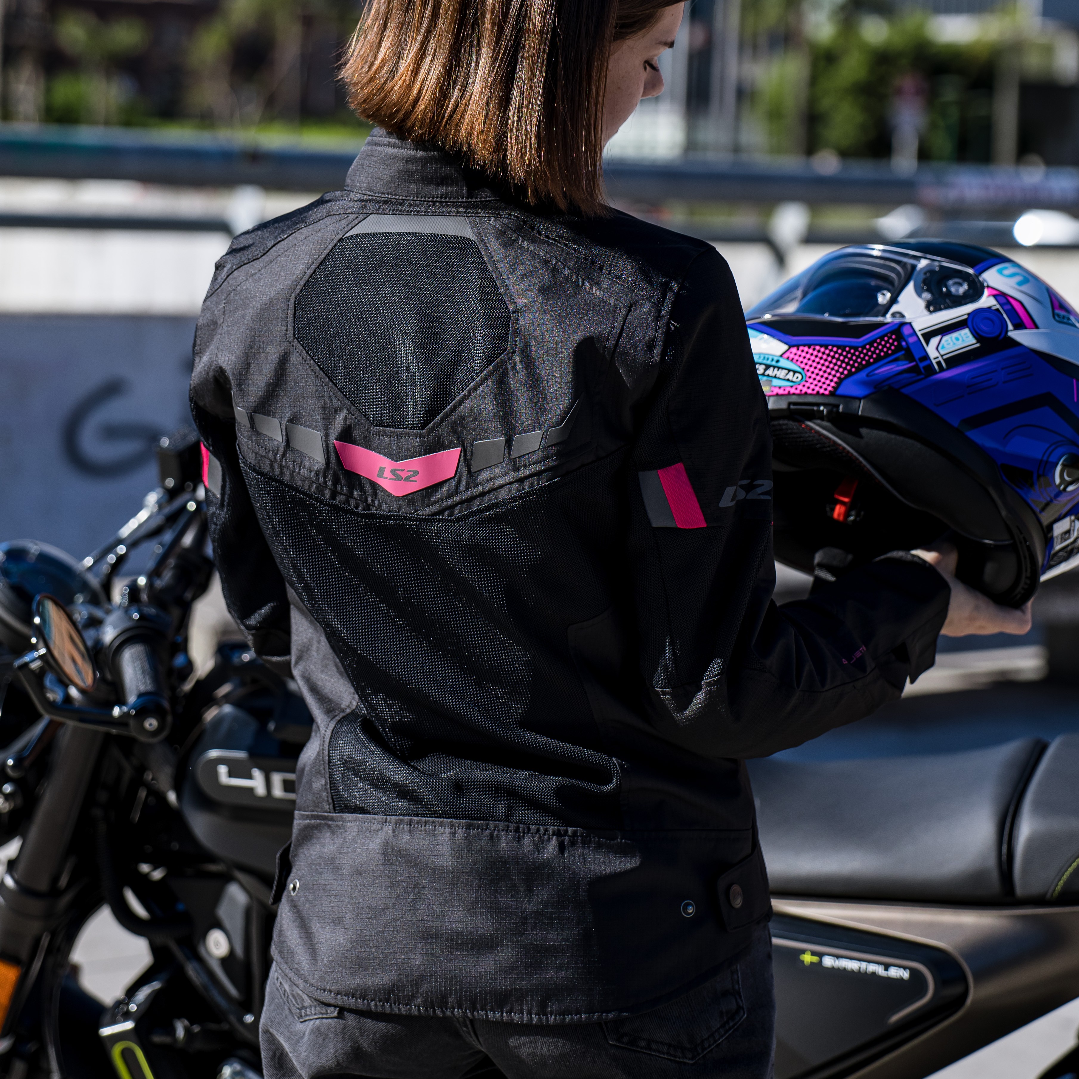 Campera Ls2 Garda Air Mujer Negra / Rosa