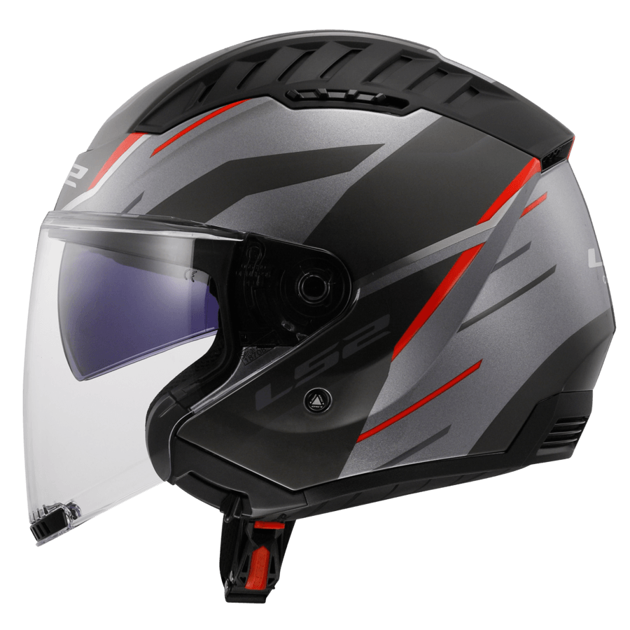 Casco LS2 600 Copter II Diston Gris / Rojo / Mate