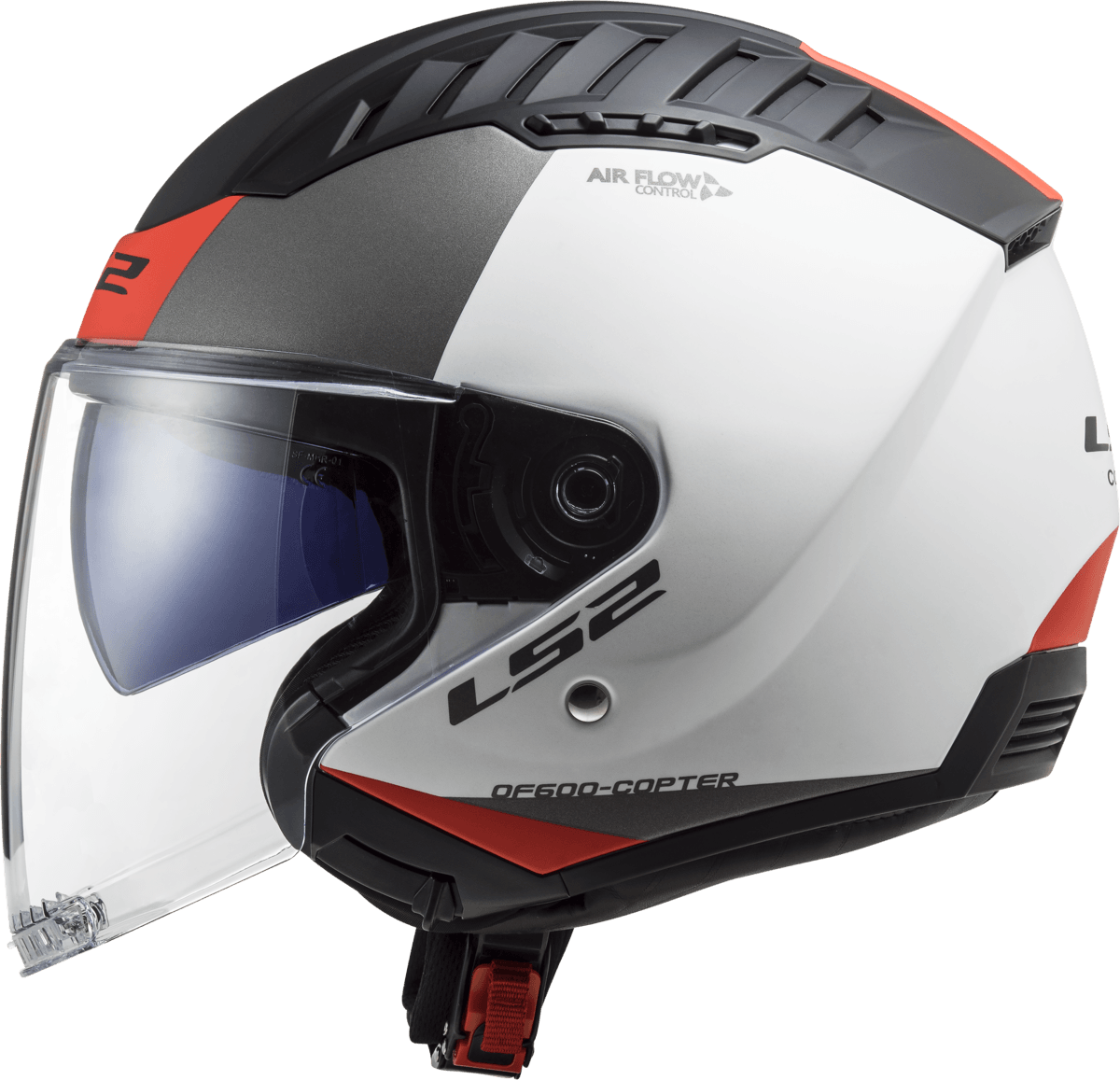Casco LS2 600 Copter II Urbane Solid Blanco / Rojo / Mate