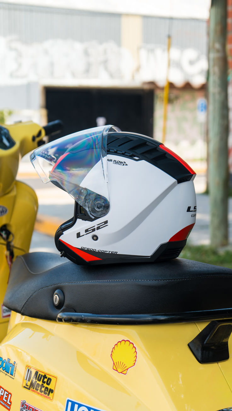 Casco LS2 600 Copter II Urbane Solid Blanco / Rojo / Mate