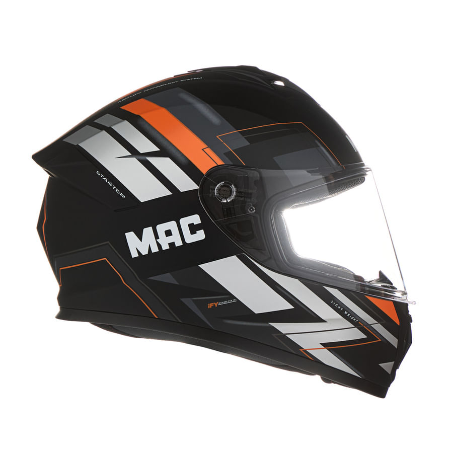 Casco MAC 801 Starter Ravis Negro / Naranja / Mate
