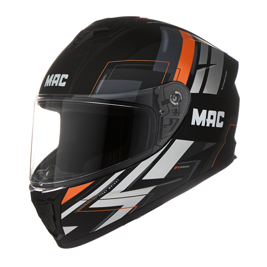 Casco MAC 801 Starter Ravis Negro / Naranja / Mate