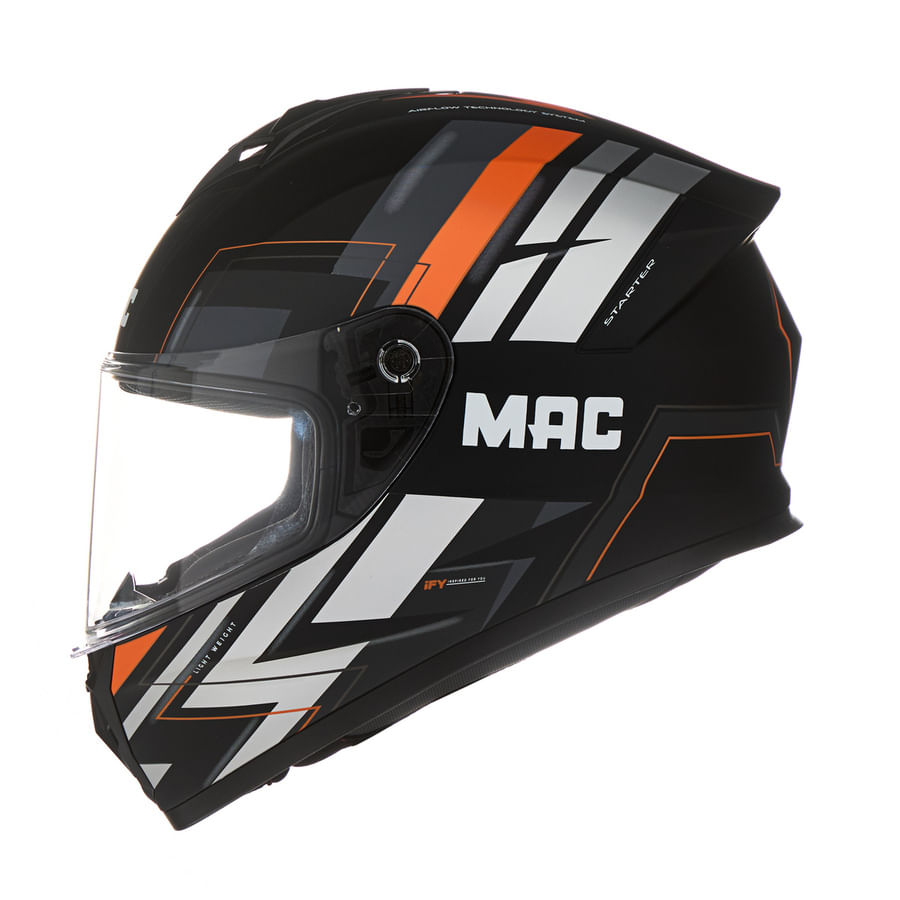 Casco MAC 801 Starter Ravis Negro / Naranja / Mate
