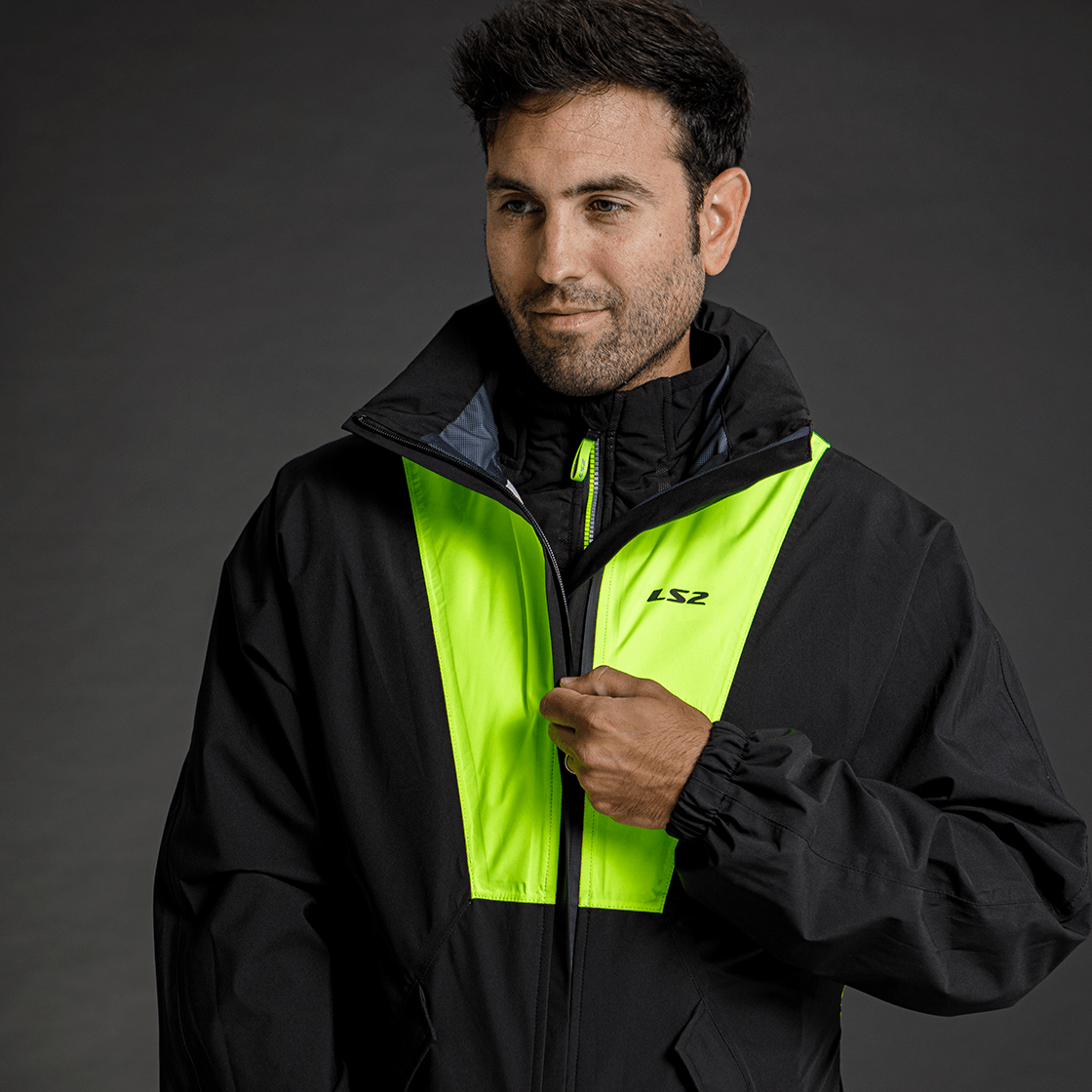 Campera LS2 X-Rain Hombre Negro / Amarillo