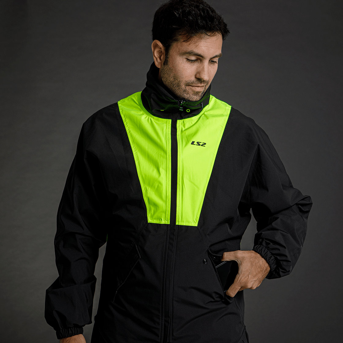 Campera LS2 X-Rain Hombre Negro / Amarillo