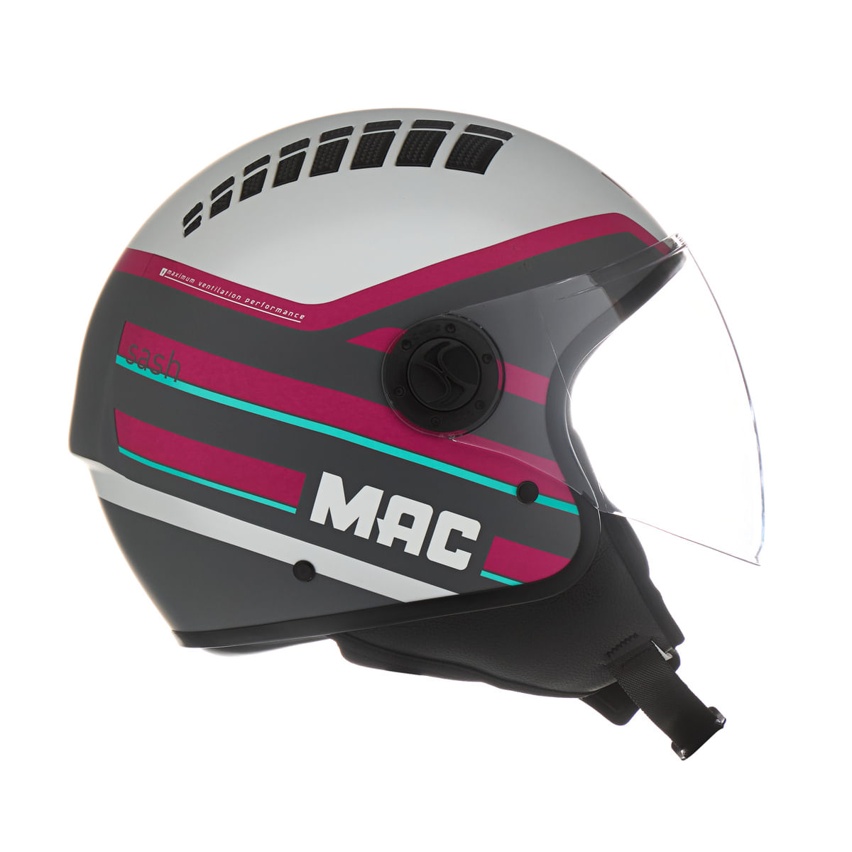 Casco MAC 230 Addax Sash Gris / Rosa / Mate