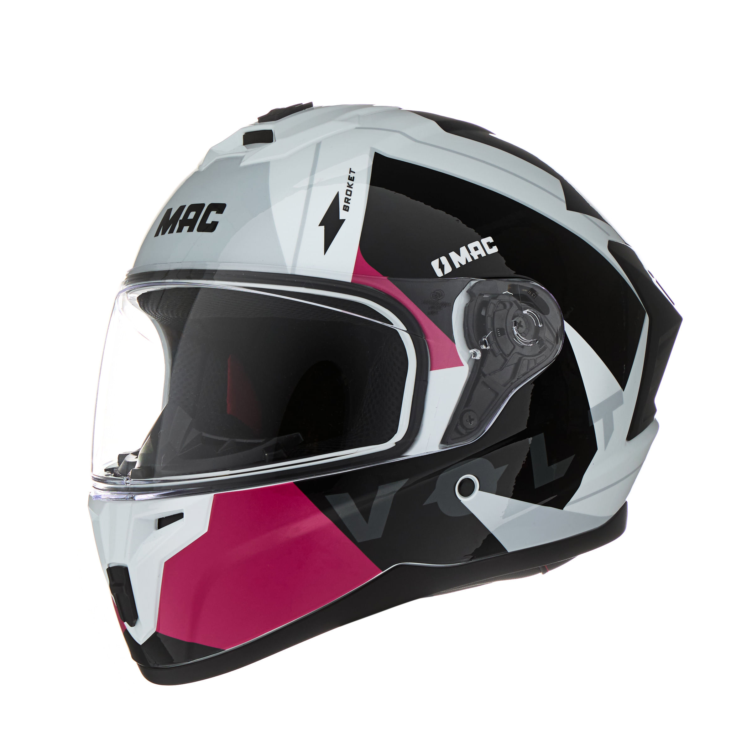 Casco MAC 070 Volt Broket Blanco / Rosa / Brillo